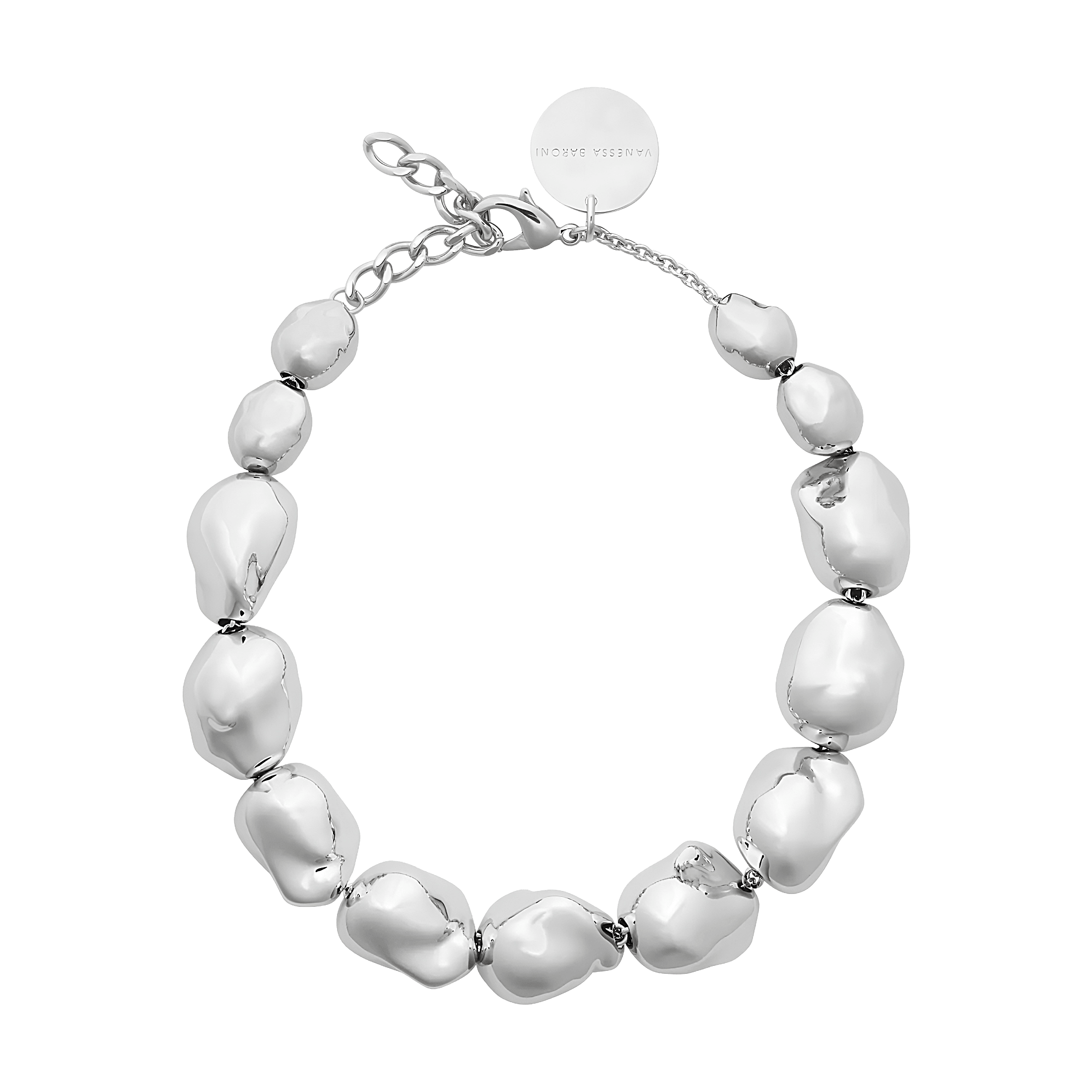 Vanessa Baroni Kette Big Organic Pearl, silver, versilbert