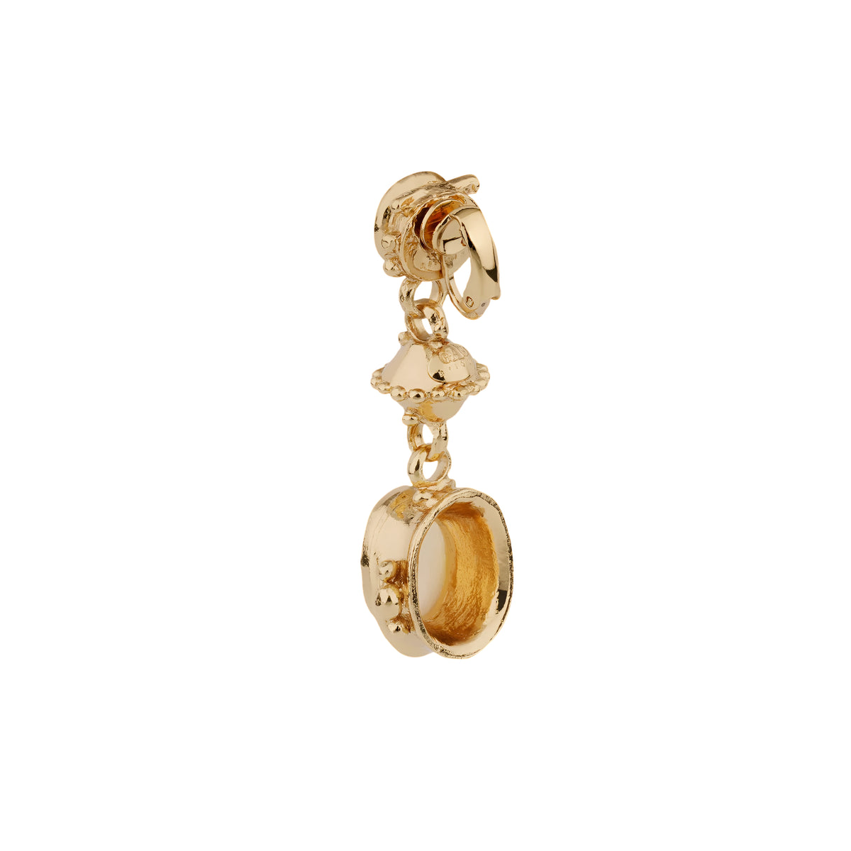Gas Bijoux Ohrringe Amarante Three, White Mother-of-Pearl & Wood, vergoldet