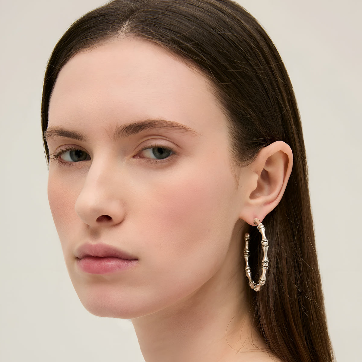 Gas Bijoux Creolen Bambou, versilbert