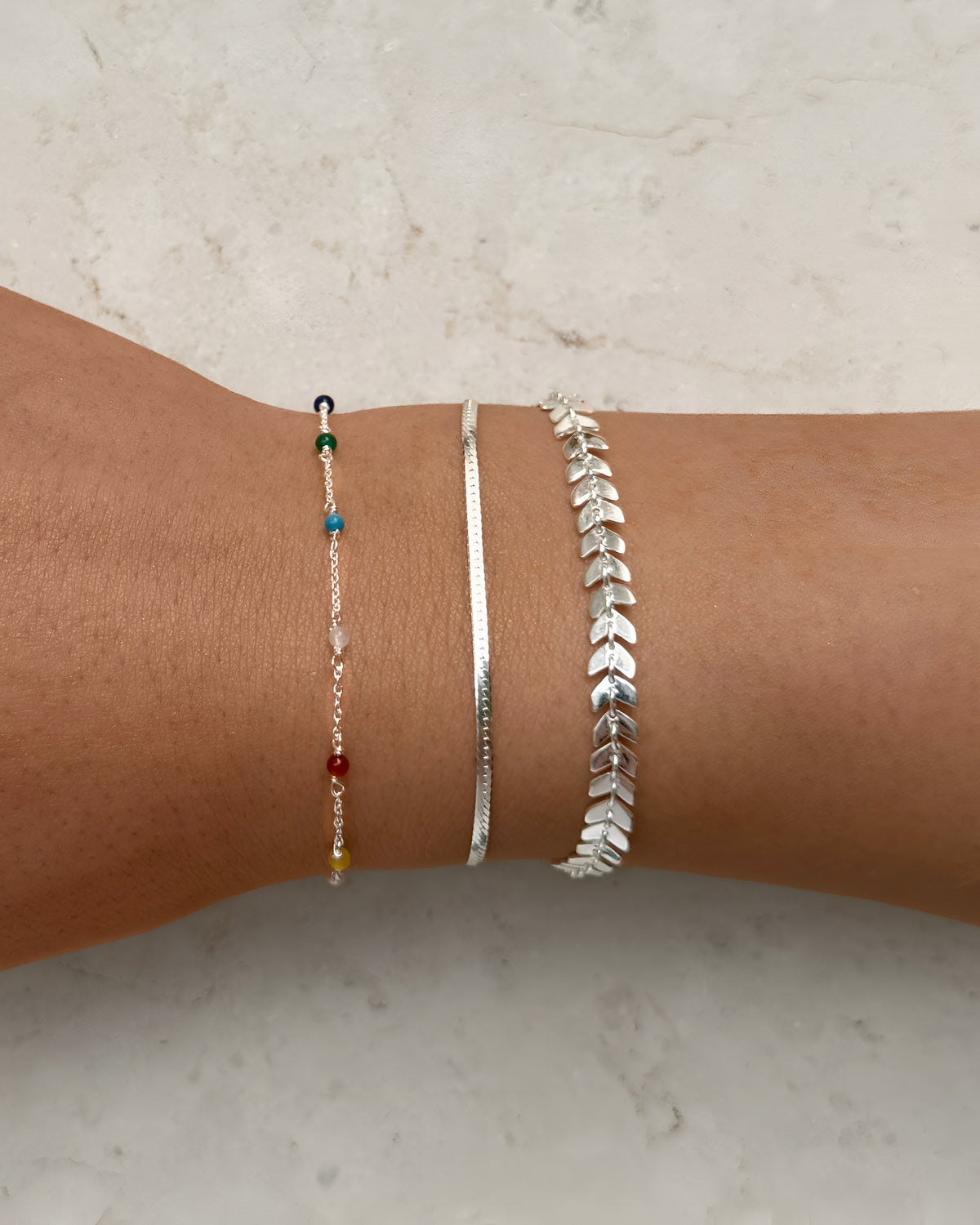 Syster P Armband Herringbone, Silber