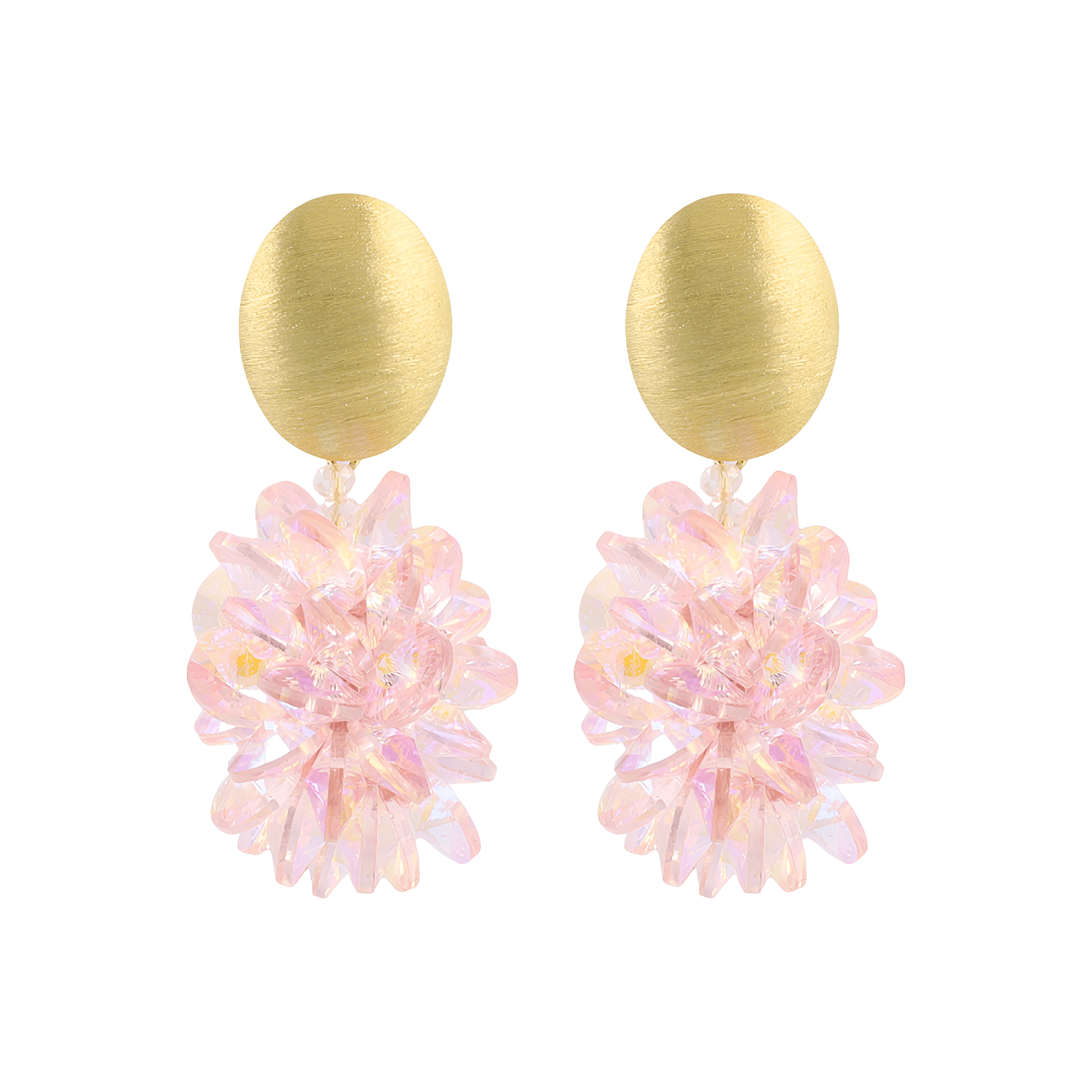 LOTT.gioielli Ohrringe Thick Oval Crystal Sequins, pink holo, vergoldet