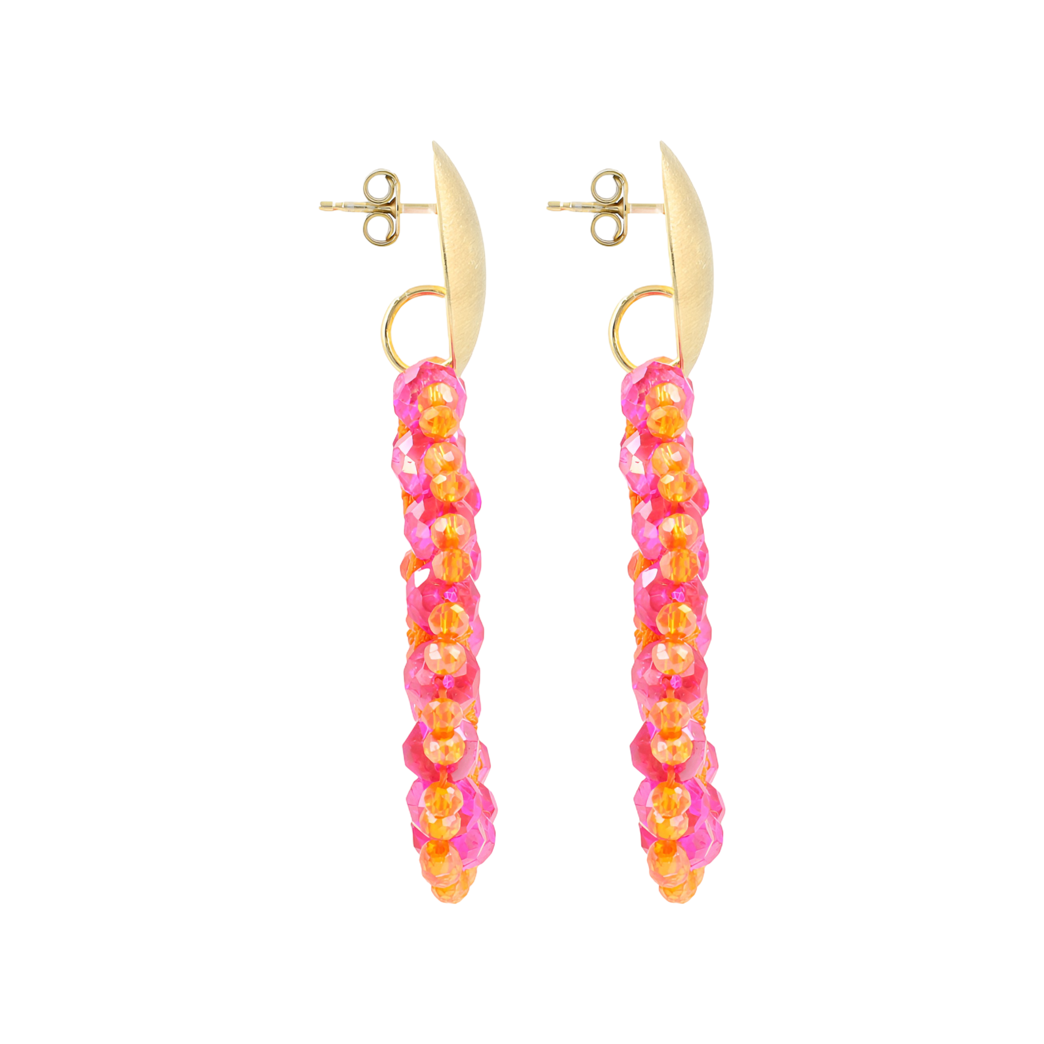 LOTT.gioielli Ohrringe Open Drop Irregular, orange/fuchsia, S, vergoldet