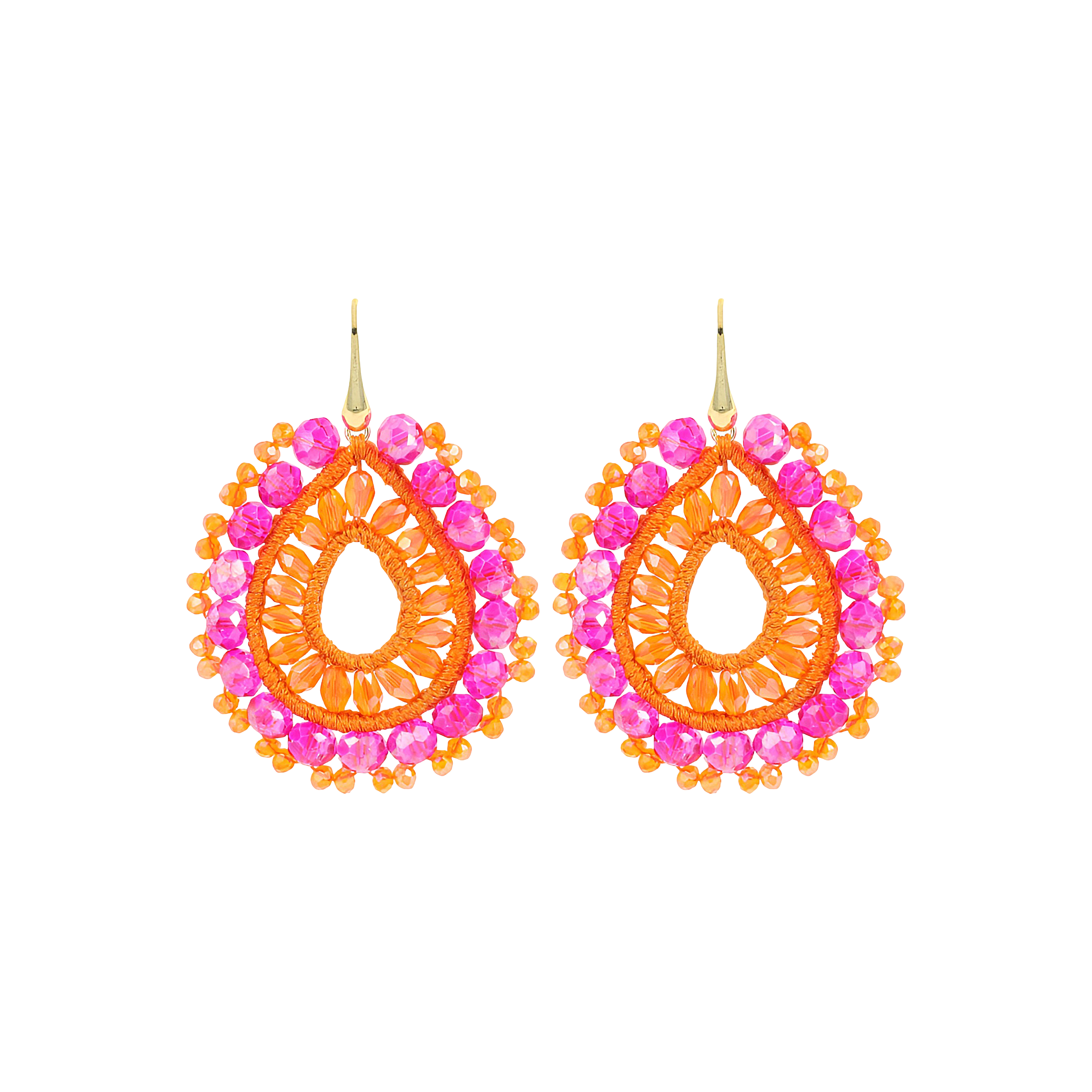 LOTT.gioielli Ohrringe Open Drop Irregular, orange/fuchsia, S, Hänger, vergoldet