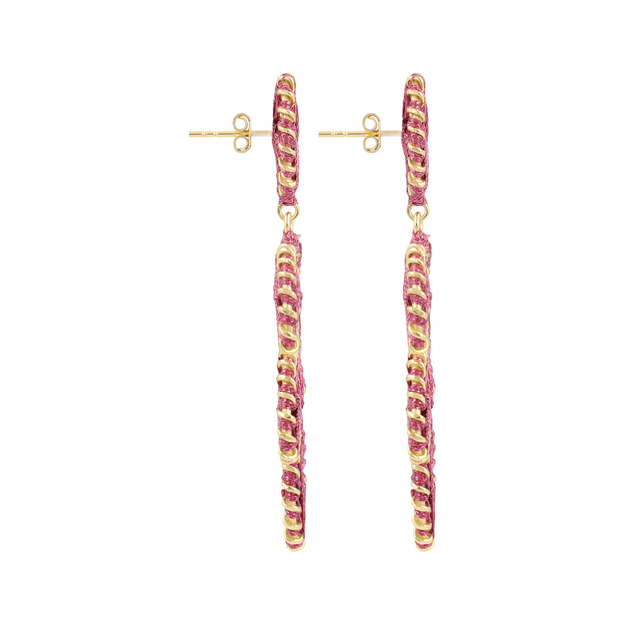 LOTT.gioielli Ohrringe Beatrice, Flower Leaf, dark fuchsia, M, vergoldet