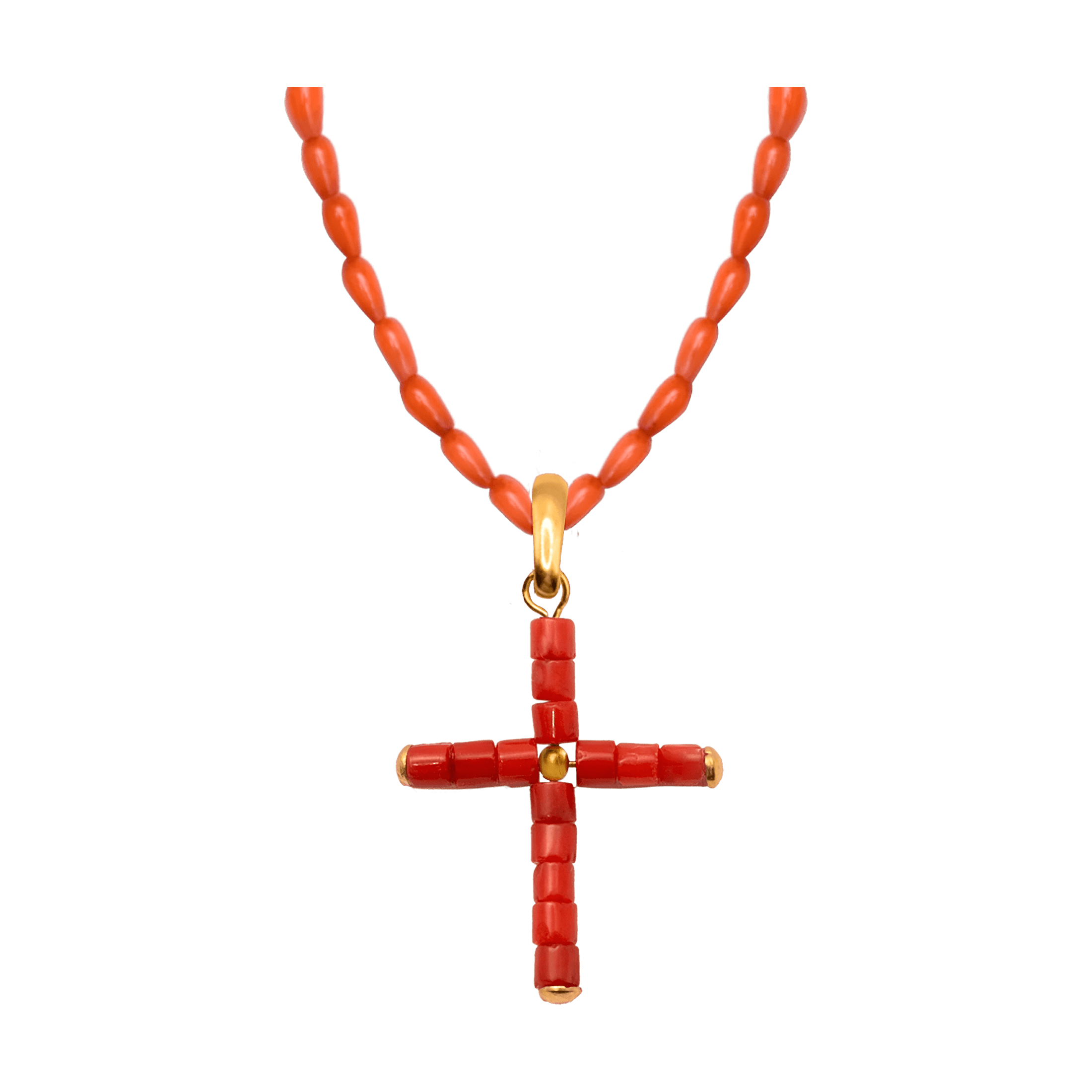 Alhaja Kette Cruz Coral Choker, vergoldet