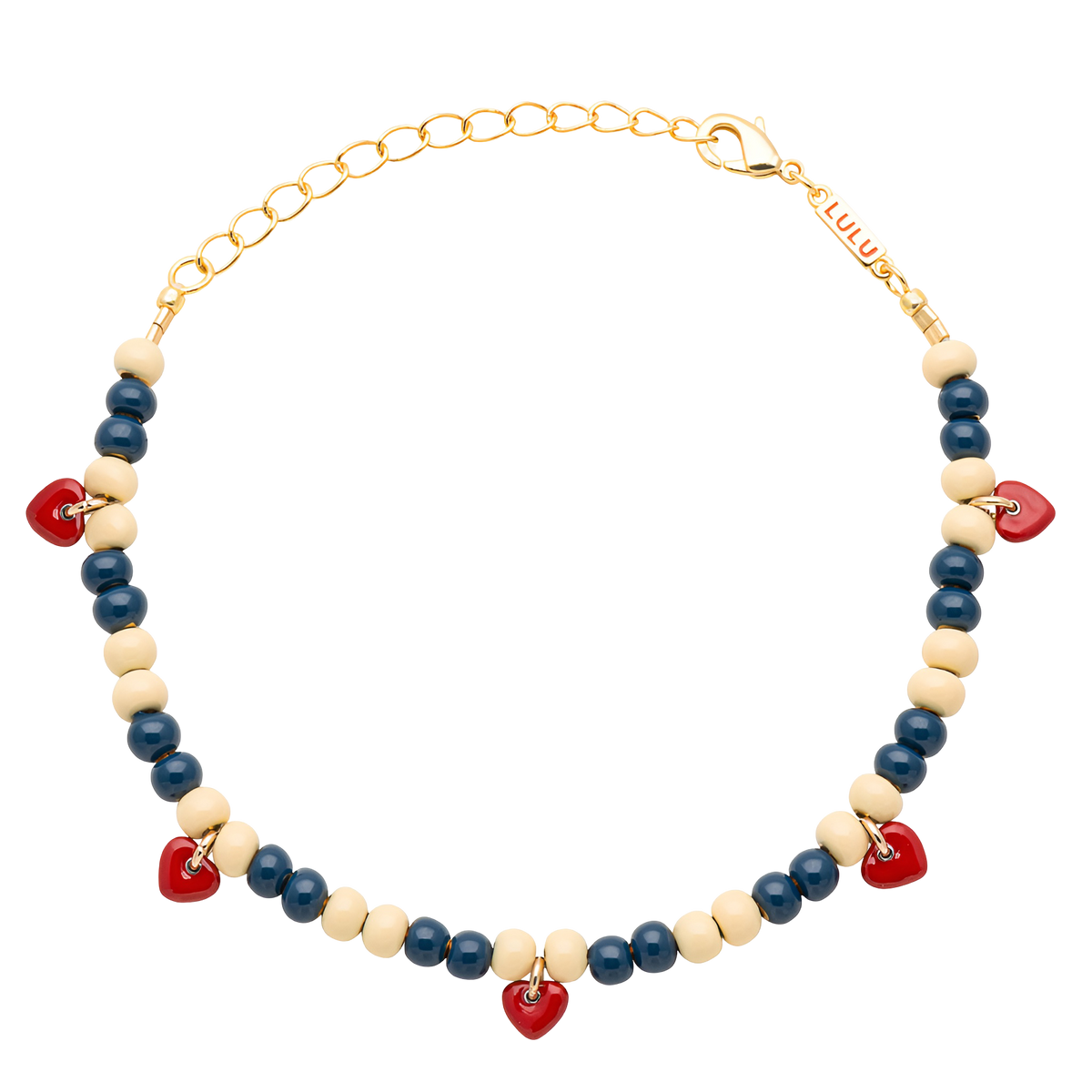 Lulu Copenhagen Armband Color Ball Heart, Soft Yellow/Retro Dark Blue, vergoldet