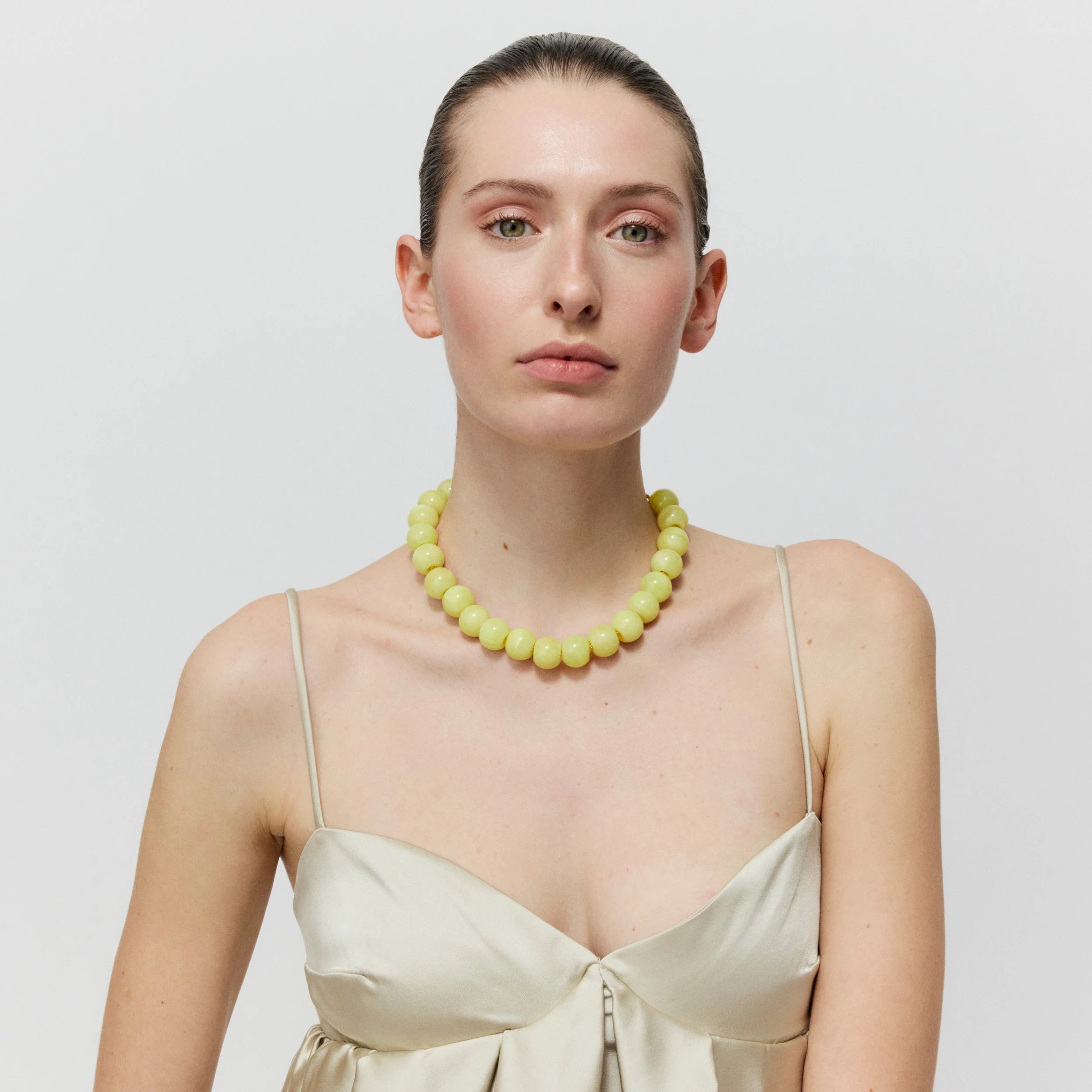 Vanessa Baroni Kette Small Beads, lemon marble, vergoldet