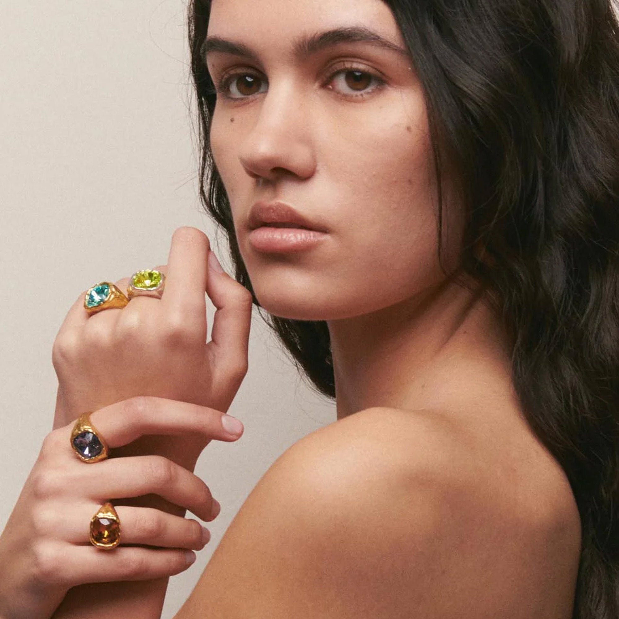 Alhaja Ring Amalfi, blau, vergoldet