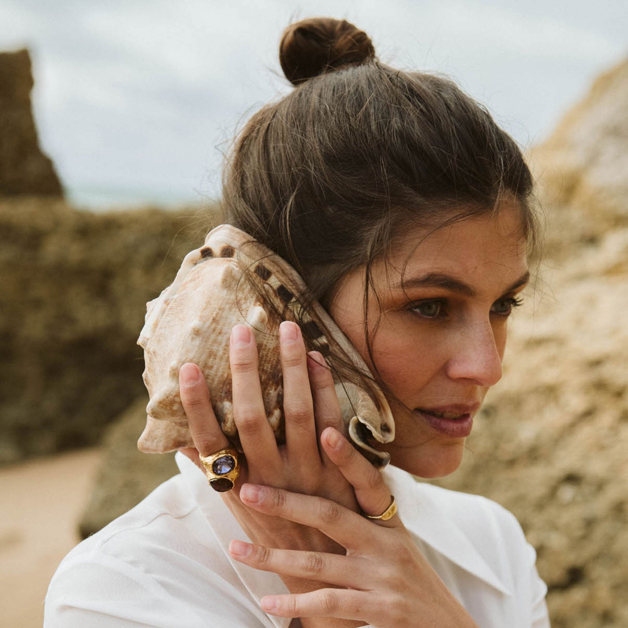 Alhaja Ring Amalfi, lila, vergoldet