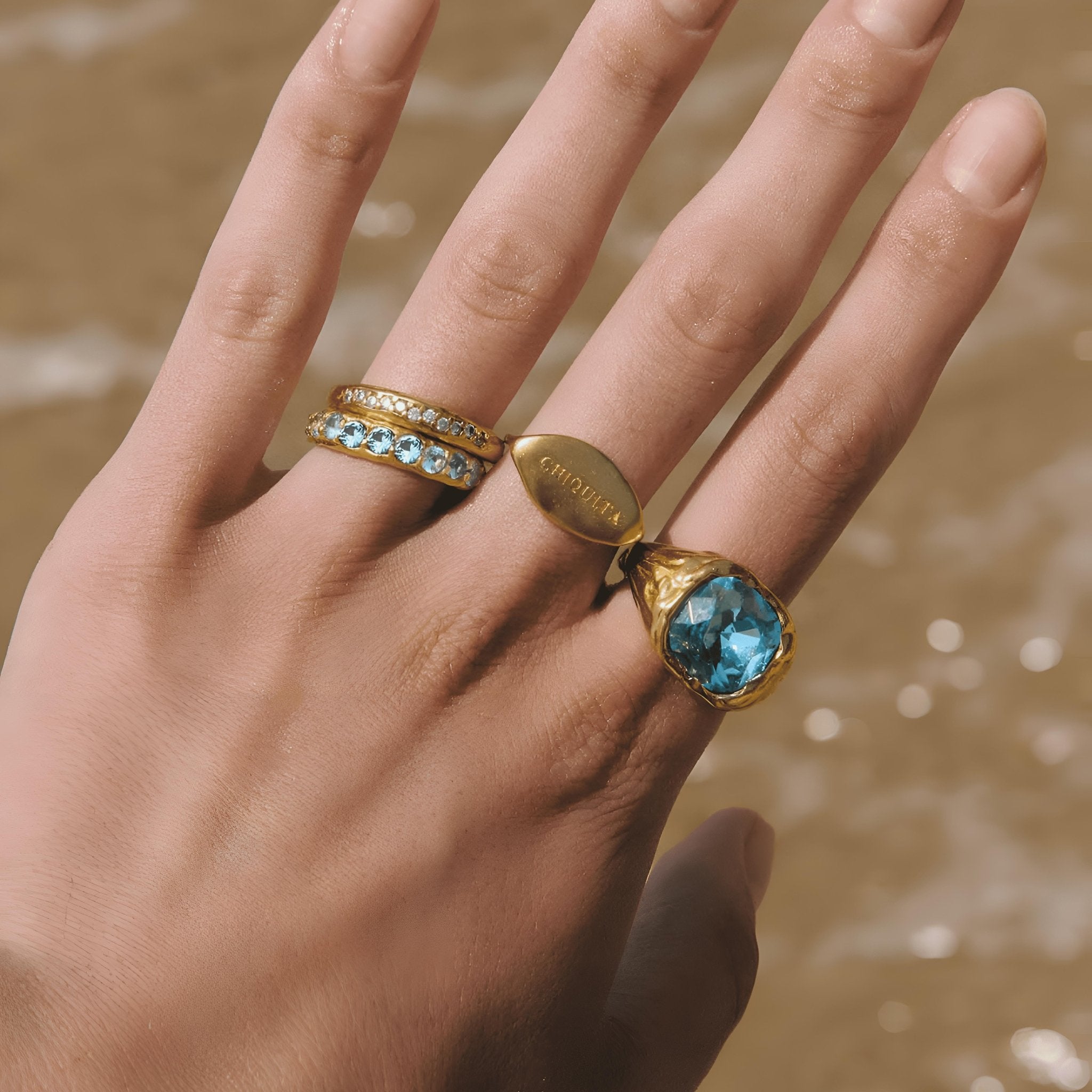 Alhaja Ring Salina Ocean, vergoldet 50, Ø innen ca. 15,9 mm