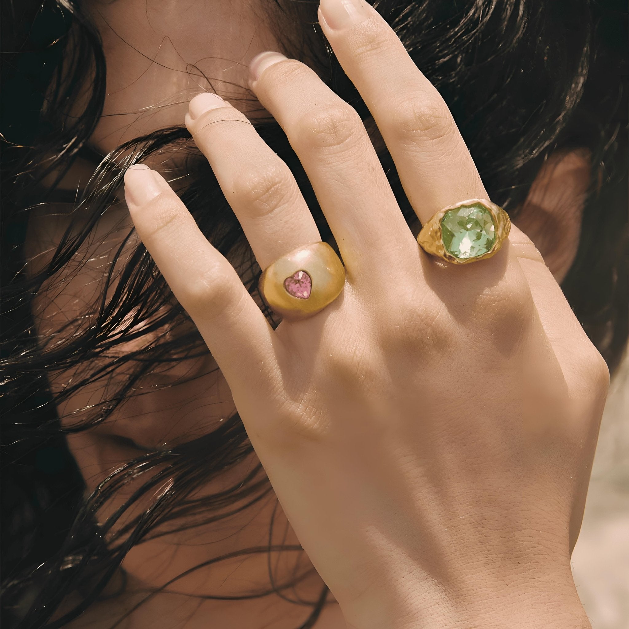 Alhaja Ring Salina Verde que te quiero verde, vergoldet 50, Ø innen ca. 15,9 mm