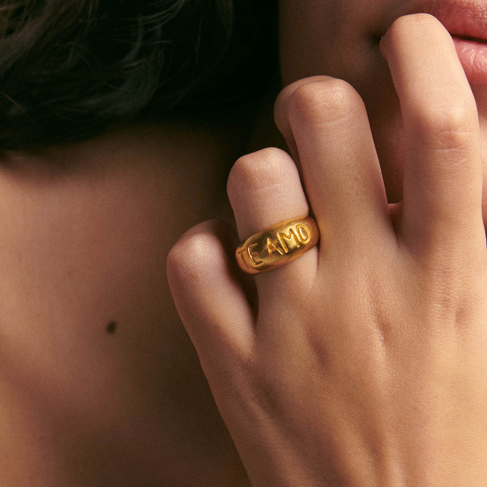 Alhaja Ring Te Amo, vergoldet