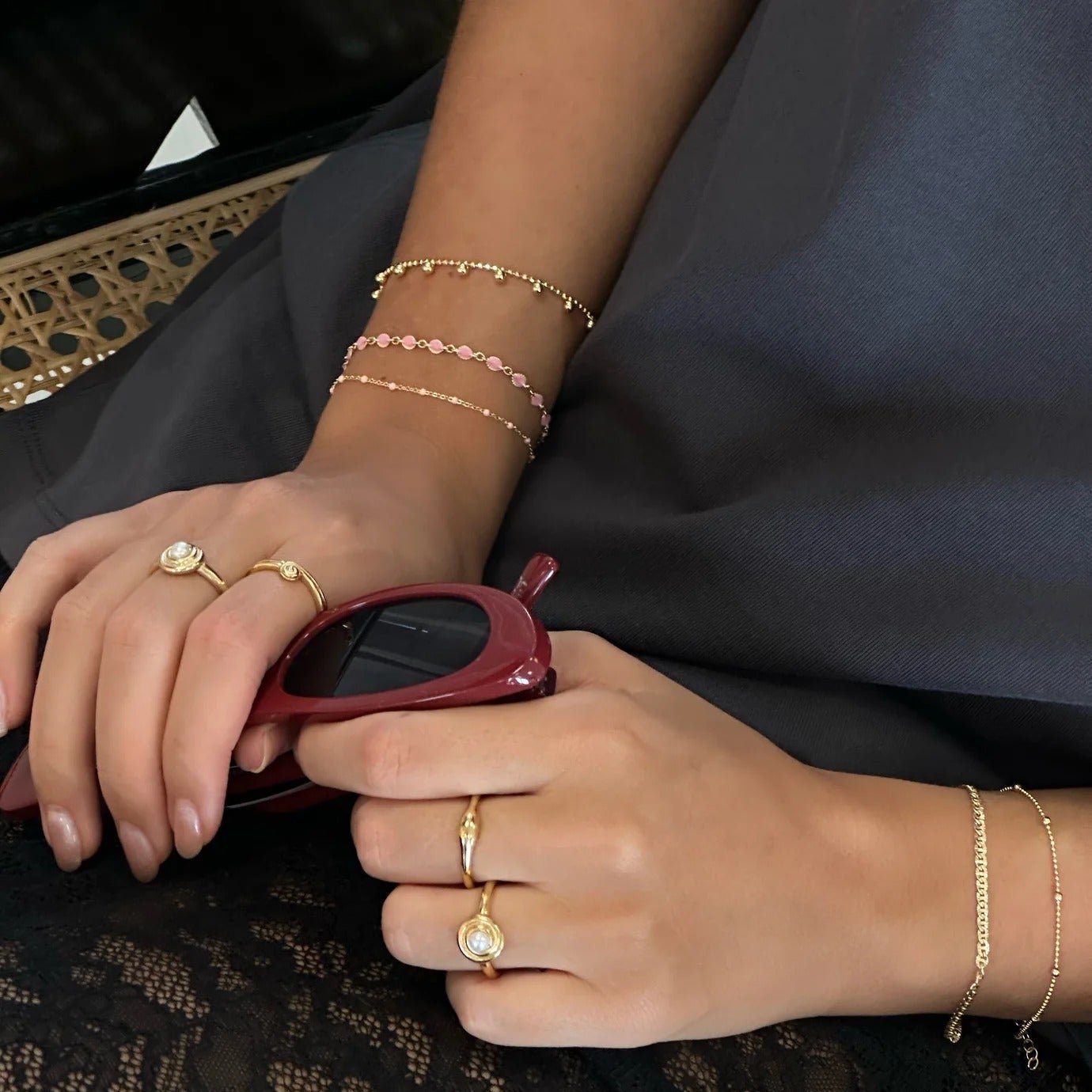 Jeberg Jewellery Armband Blush Enamel, vergoldet