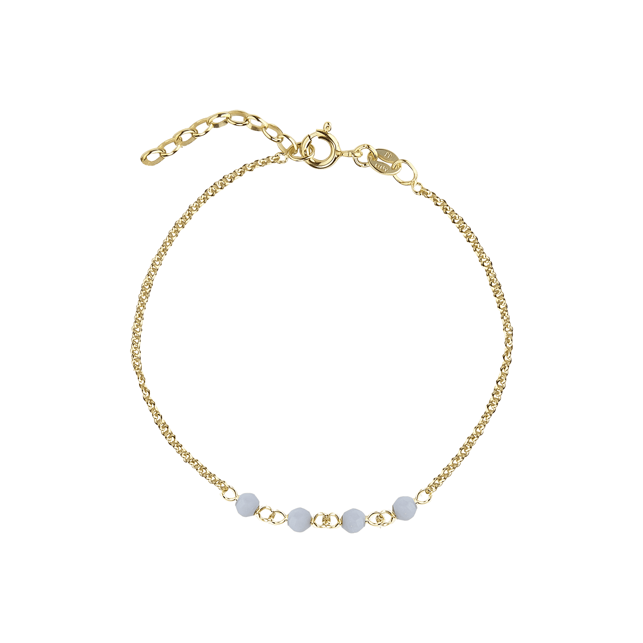 Jeberg Jewellery Armband Love Eye Mini - Blue Lace Agate, vergoldet