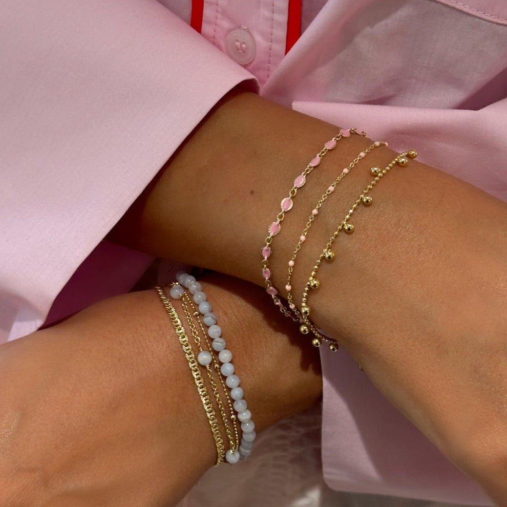 Jeberg Jewellery Armband Seaside Stories Blue Agate, vergoldet