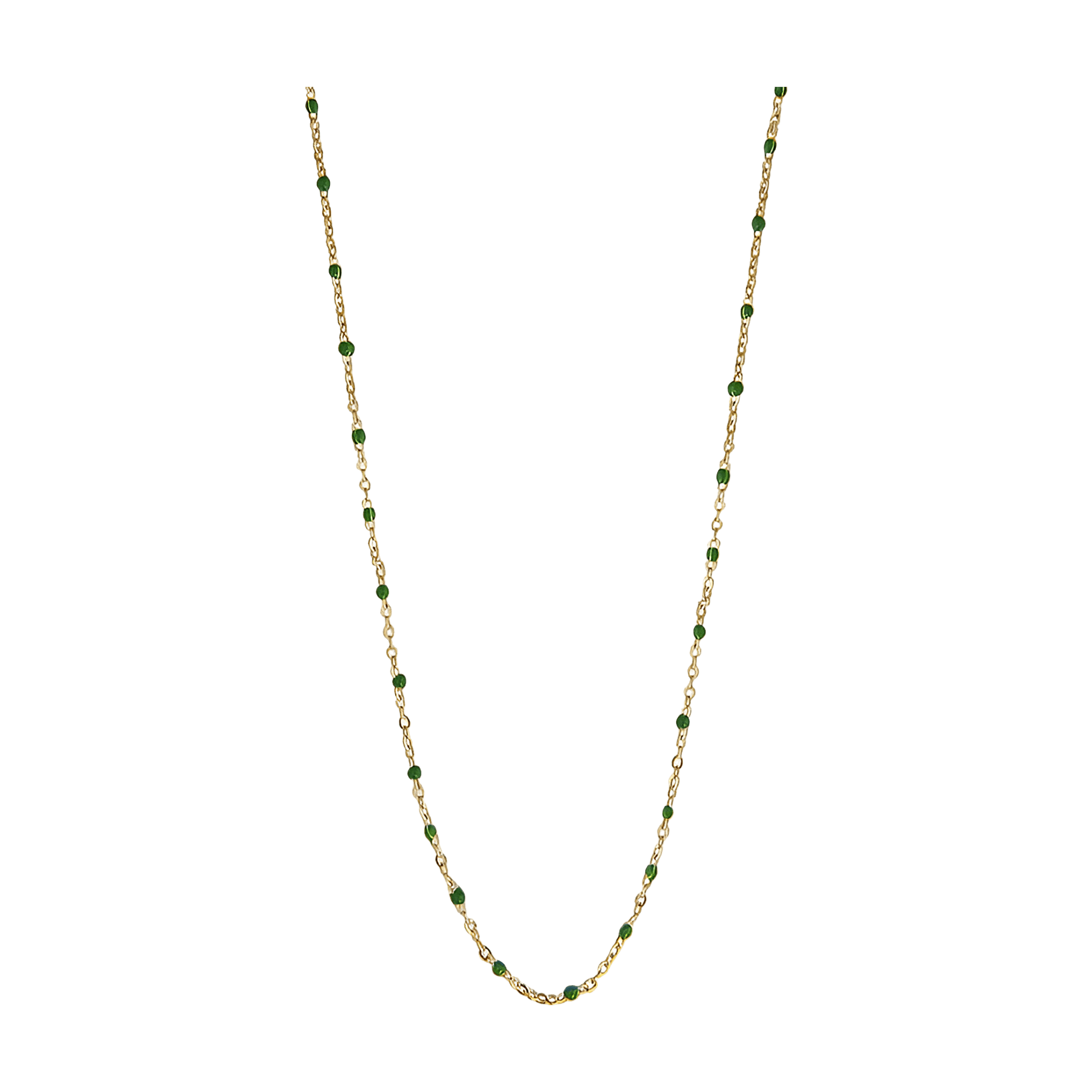 Jeberg Jewellery Kette Ivy Beaded Green, vergoldet