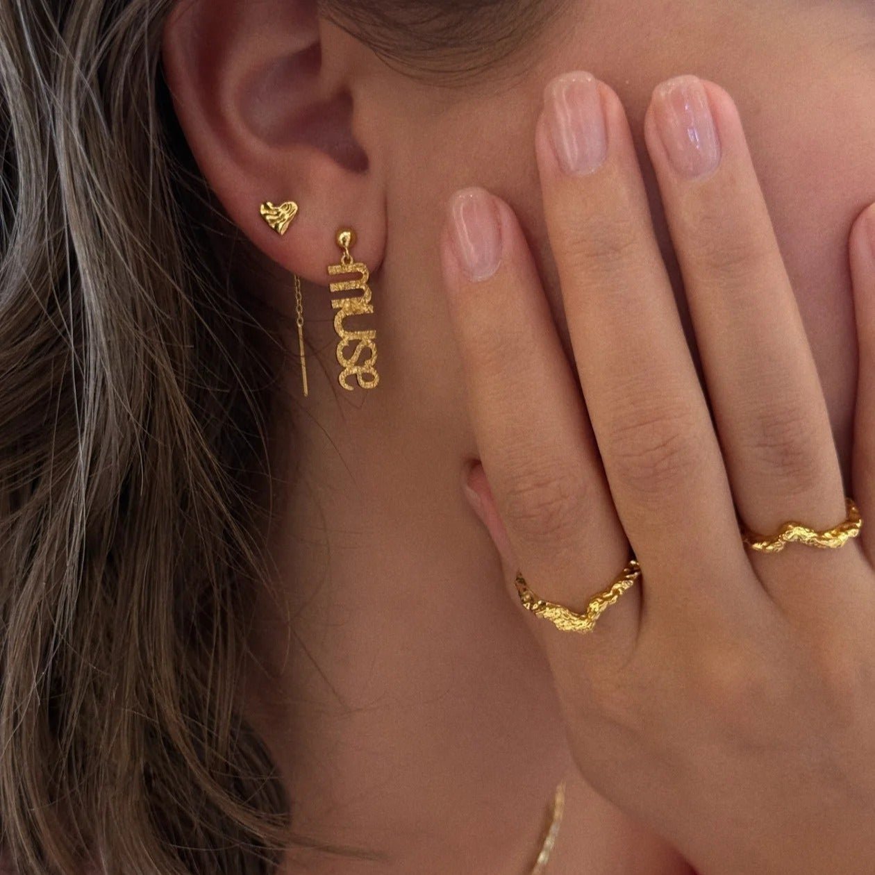 Jeberg Jewellery Ohrringe Cherish Chain, vergoldet