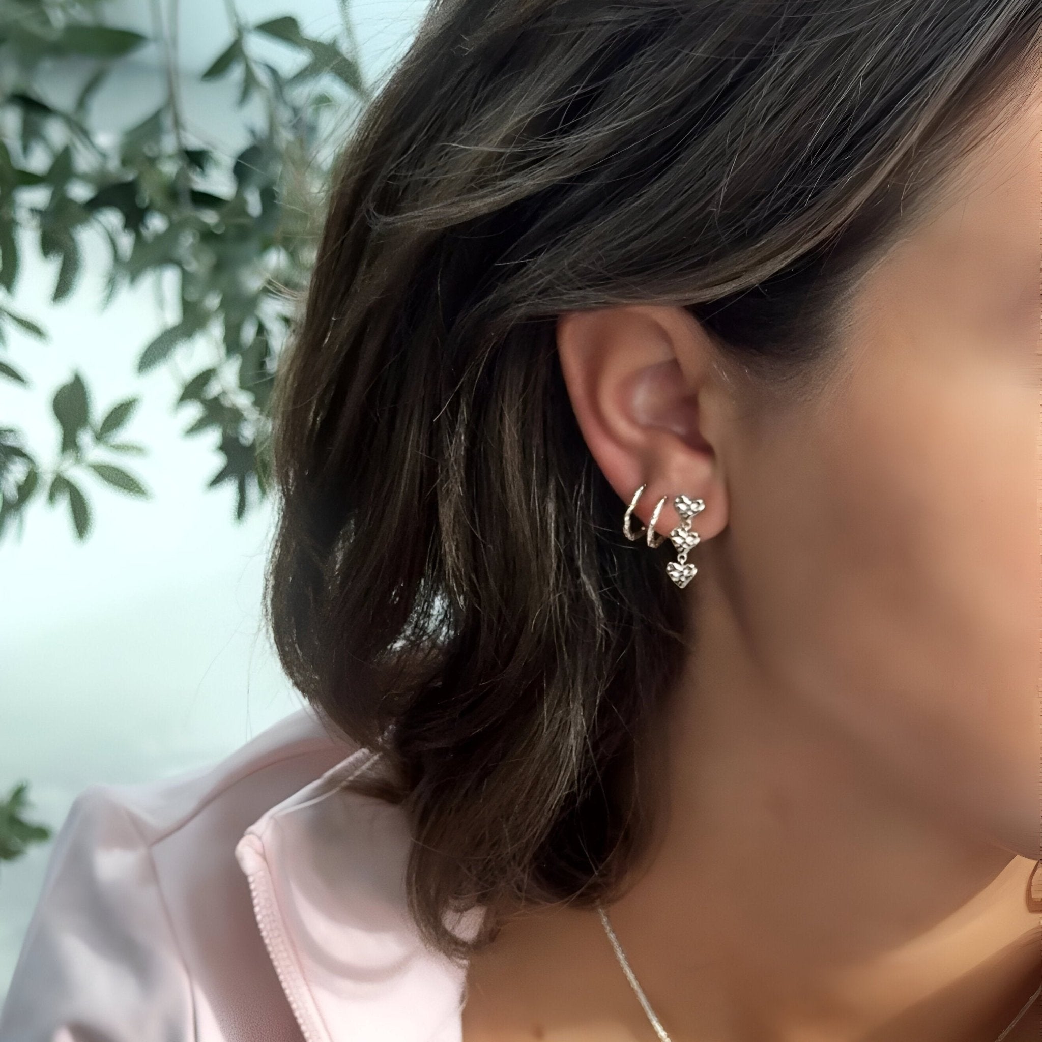 Jeberg Jewellery Ohrringe Heart Trio, Silber