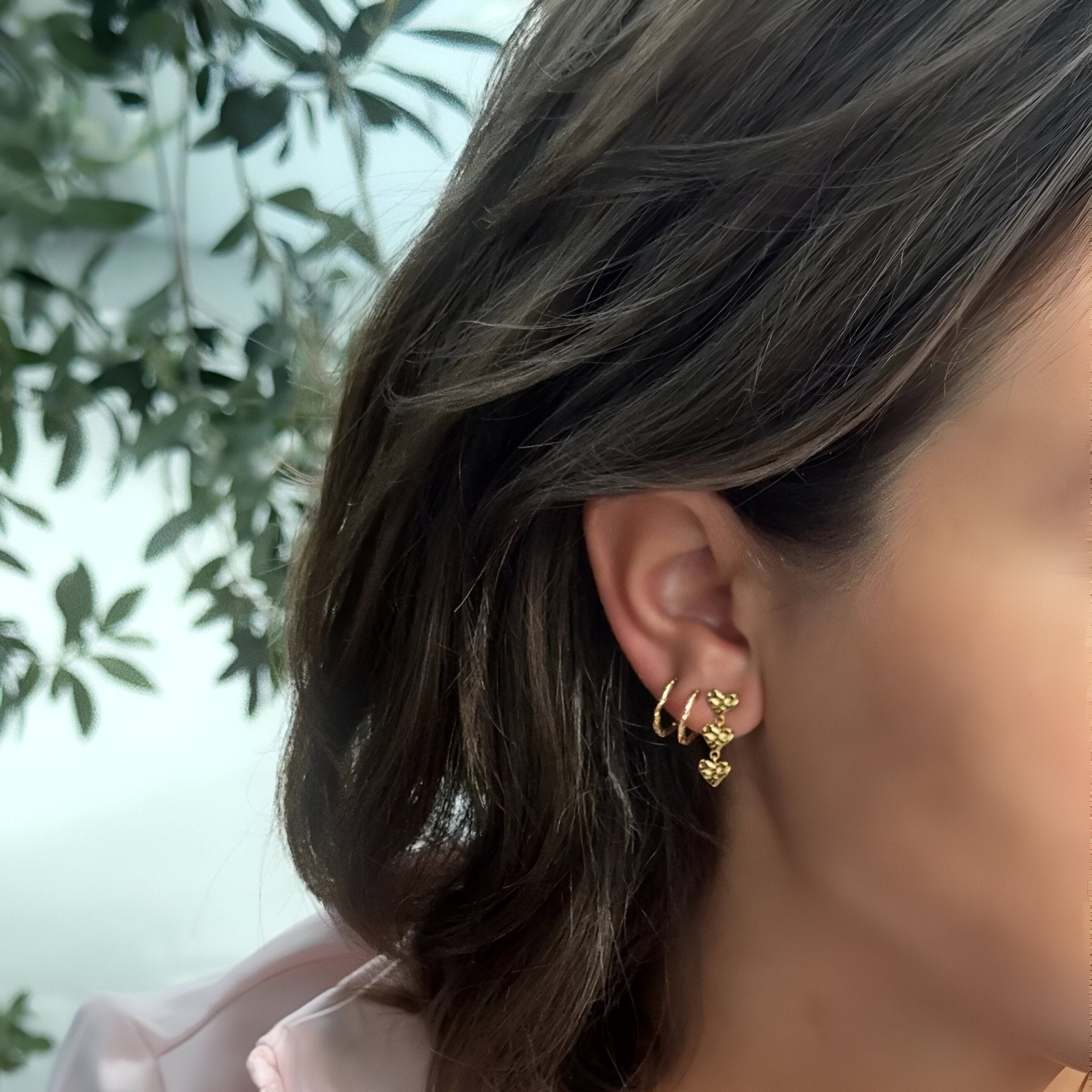 Jeberg Jewellery Ohrringe Heart Trio, vergoldet