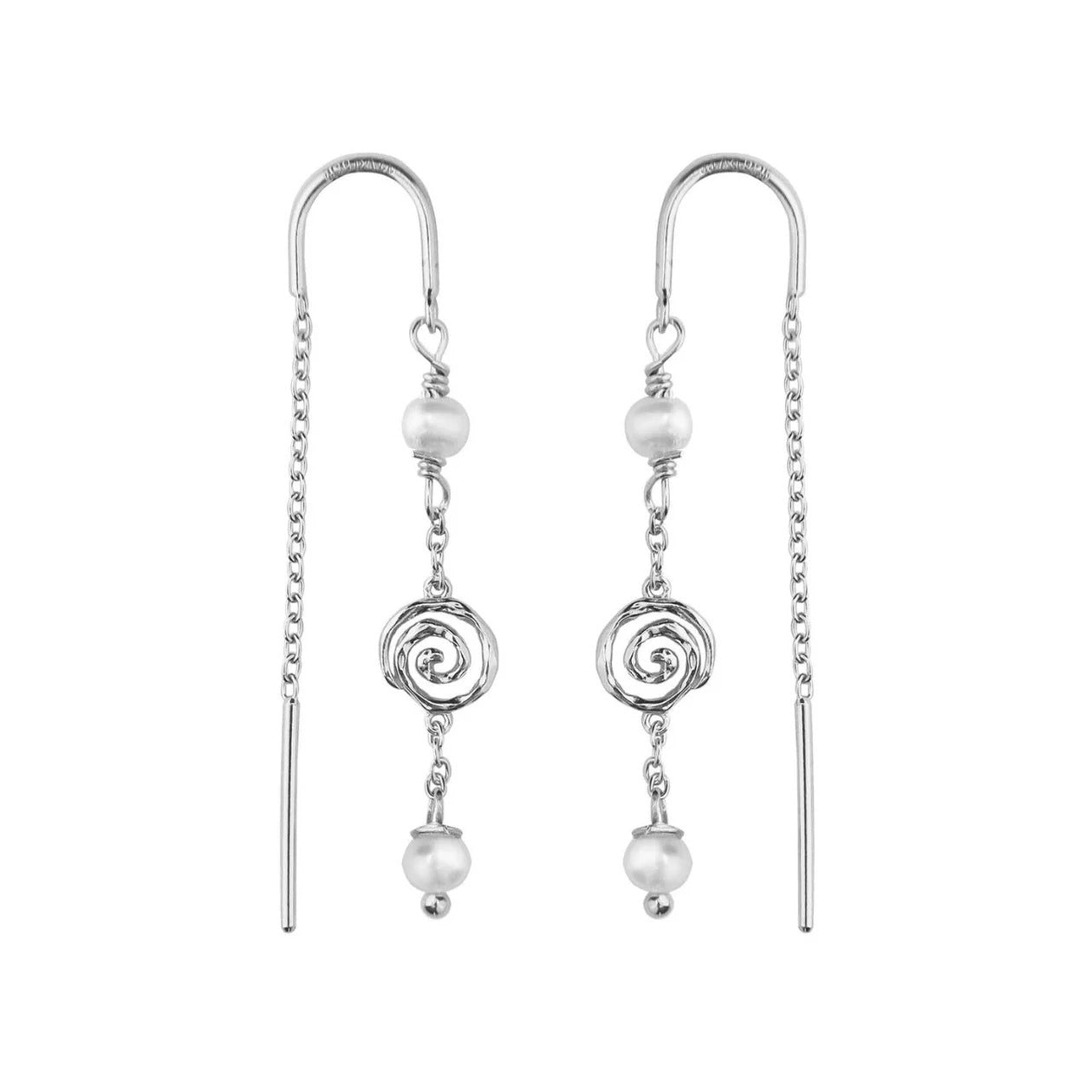 Jeberg Jewellery Ohrringe Pirouette Pearl Chain, Silber