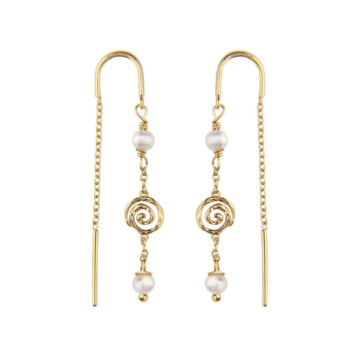 Jeberg Jewellery Ohrringe Pirouette Pearl Chain, vergoldet