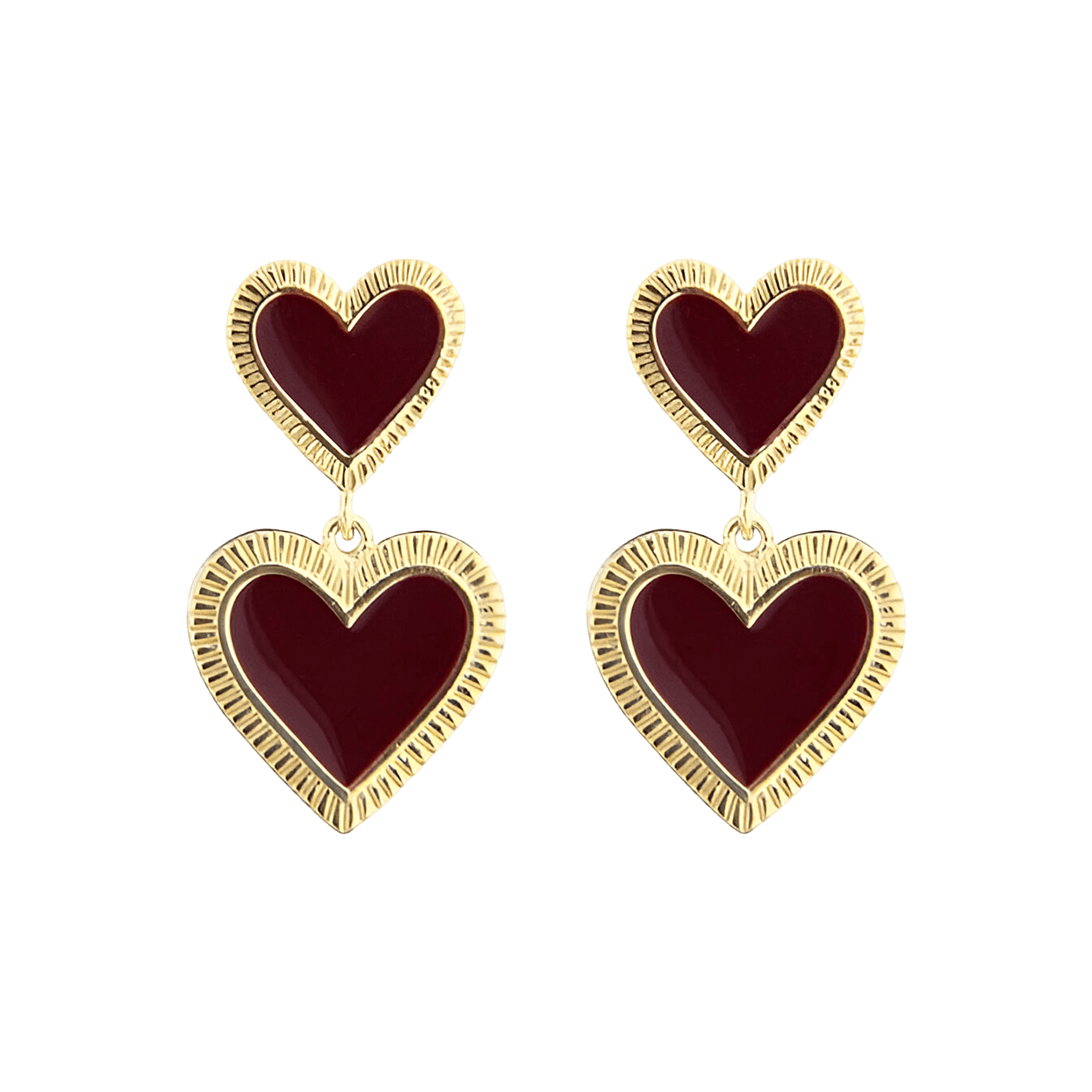 Jeberg Jewellery Ohrringe Rouge Noir Enamel Heart, vergoldet