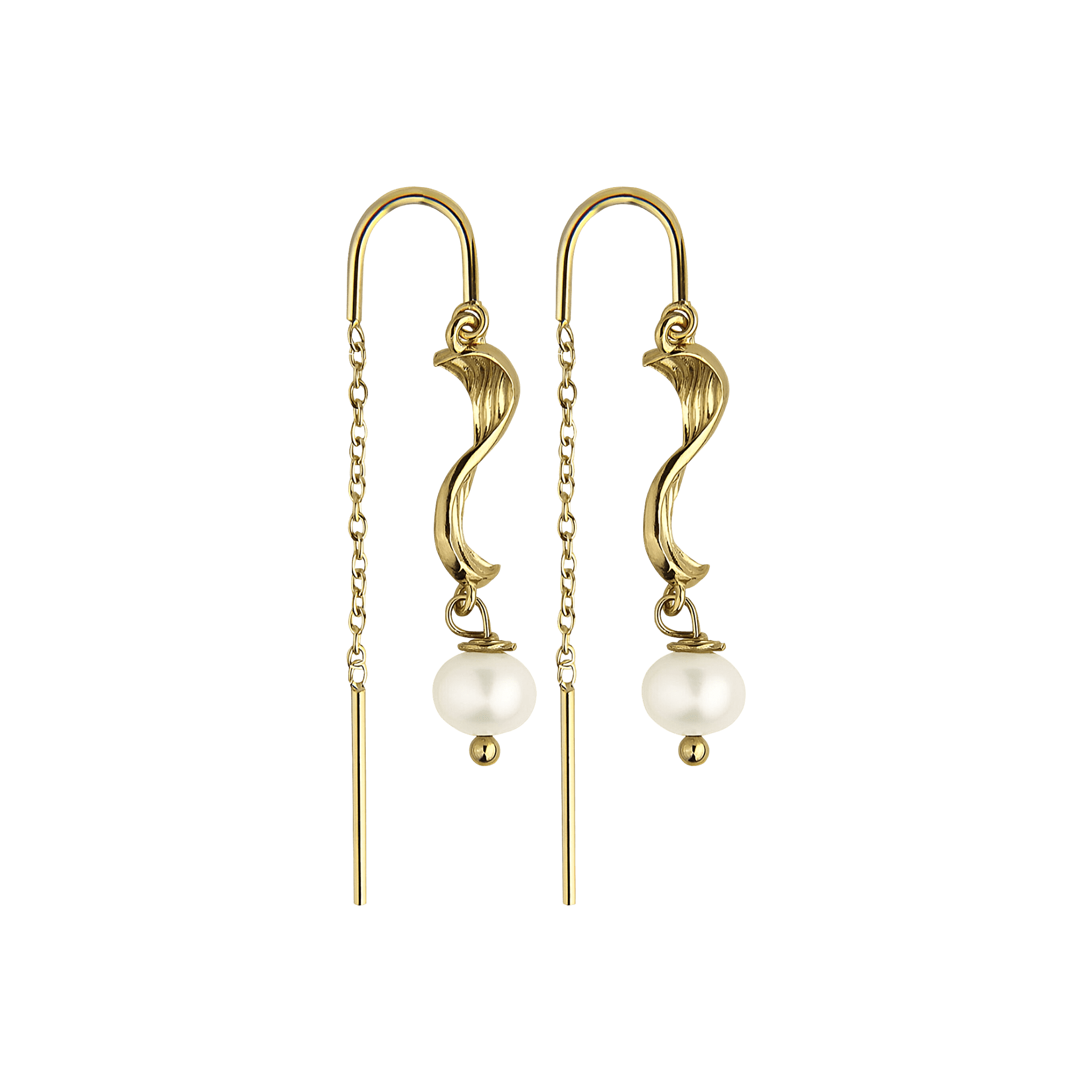 Jeberg Jewellery Ohrringe Seaside Stories Pearl Chain, vergoldet