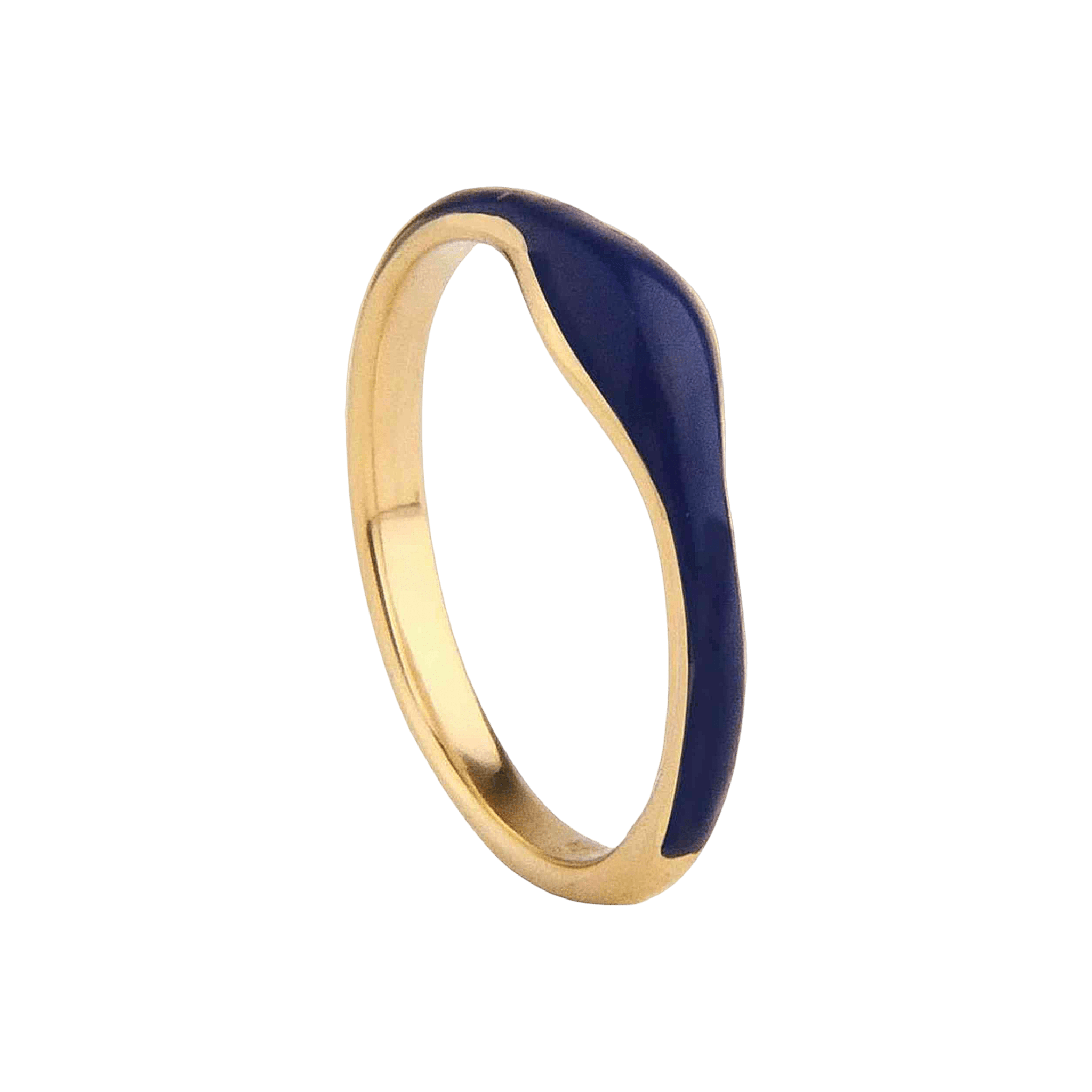 Jeberg Jewellery Ring Balance Enamel Blue, vergoldet