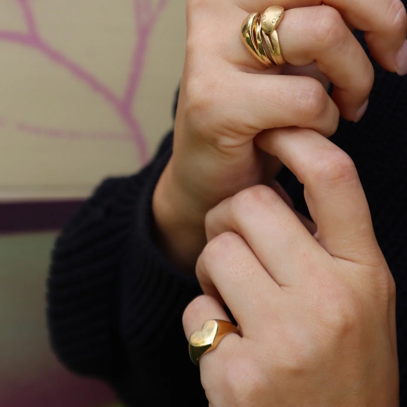 Jeberg Jewellery Ring Heart to Heart Signet, Silber