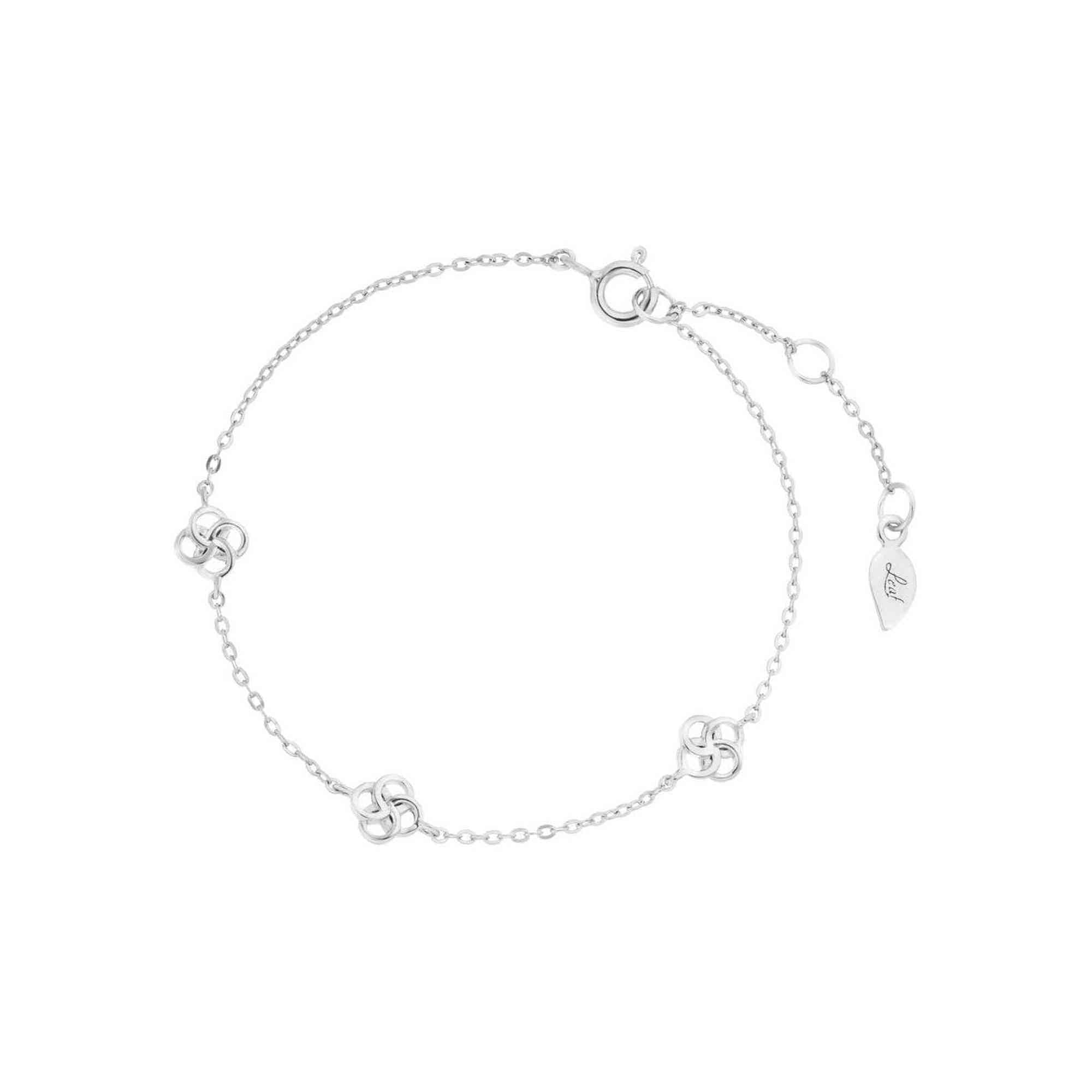 Leaf Armband Clover Charm, Silber