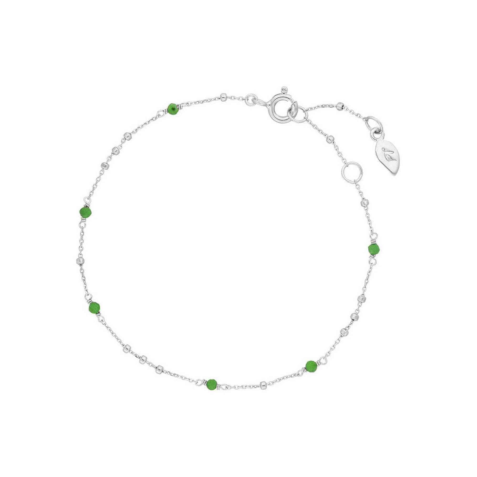 Leaf Armband Flying Gems, grüner Achat, Silber