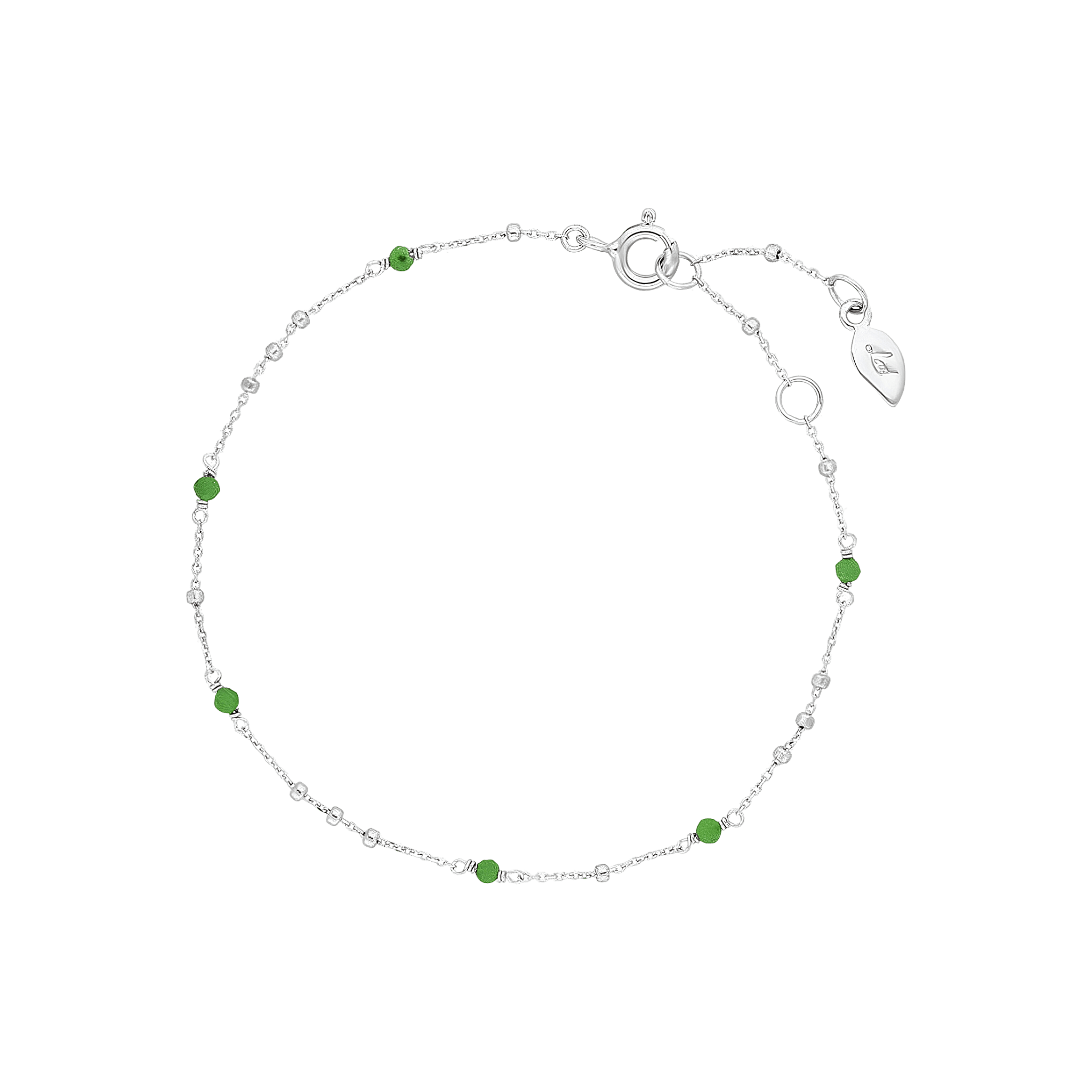 Leaf Armband Flying Gems, grüner Achat, Silber