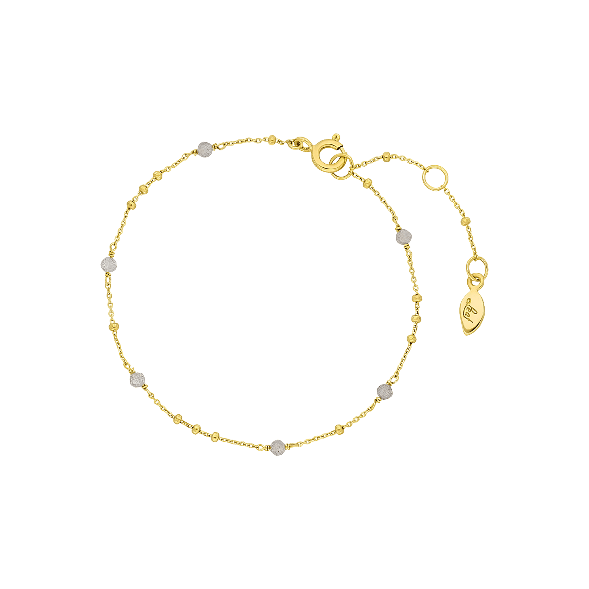 Leaf Armband Flying Gems, Labradorit, vergoldet