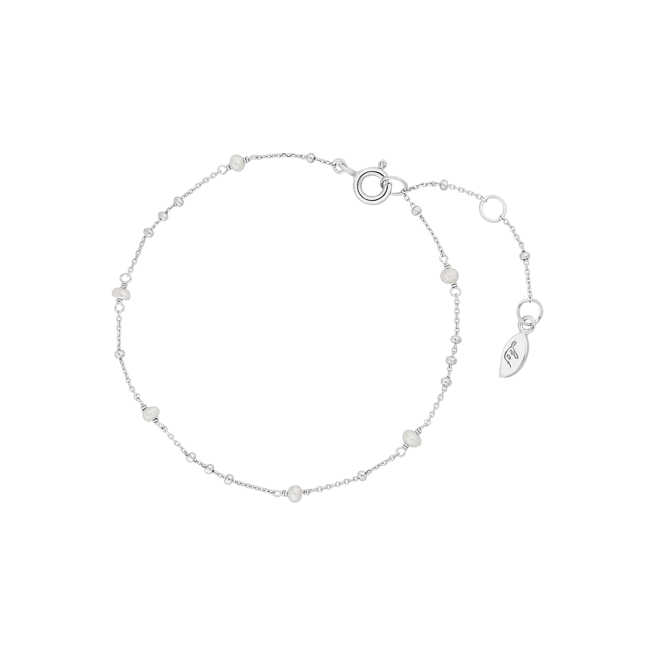 Leaf Armband Flying Pearls, Silber
