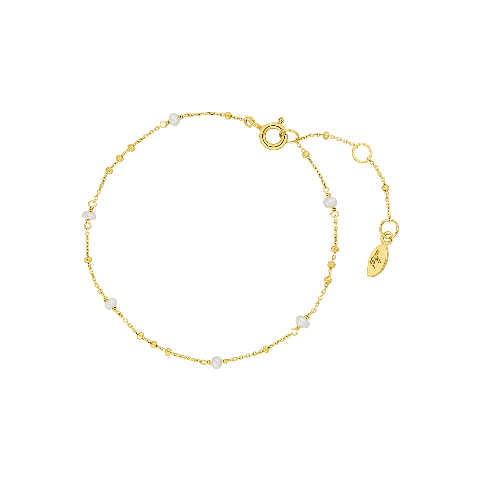 Leaf Armband Flying Pearls, vergoldet