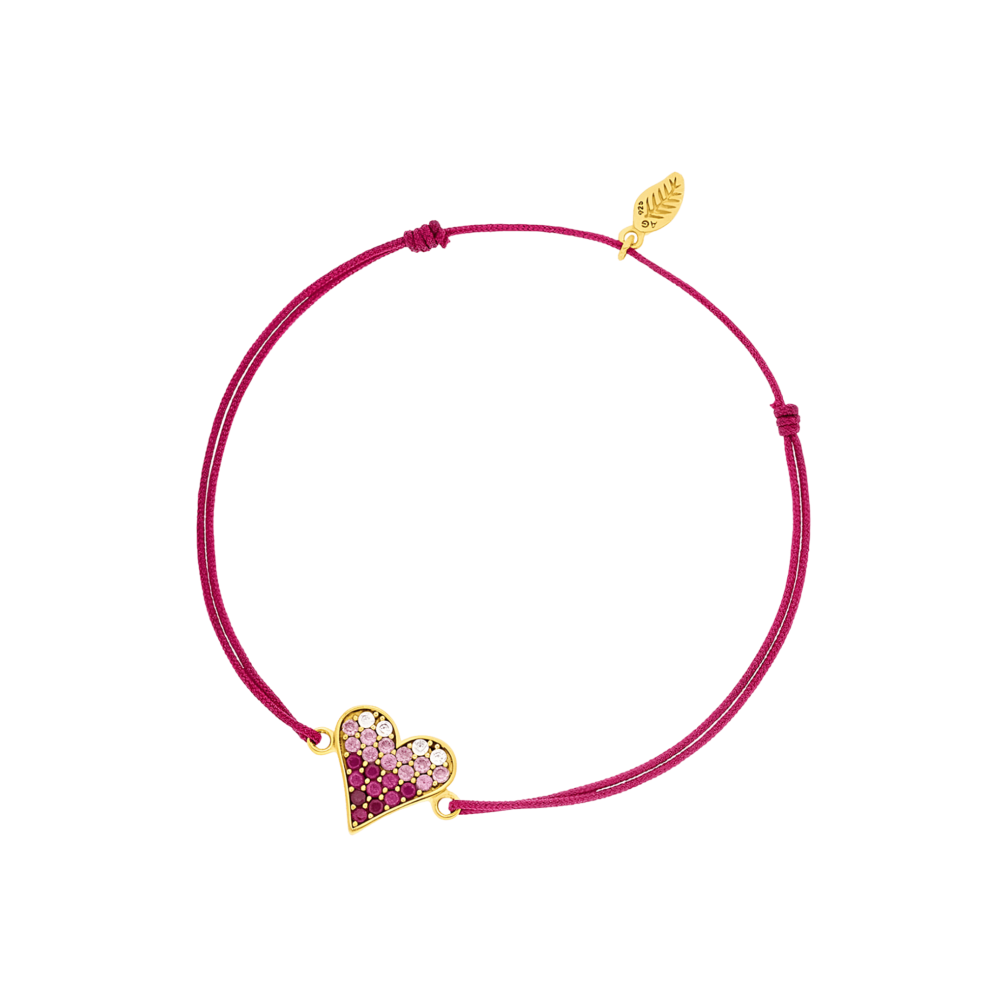 Leaf Armband Pink Valentine, fuchsia, vergoldet