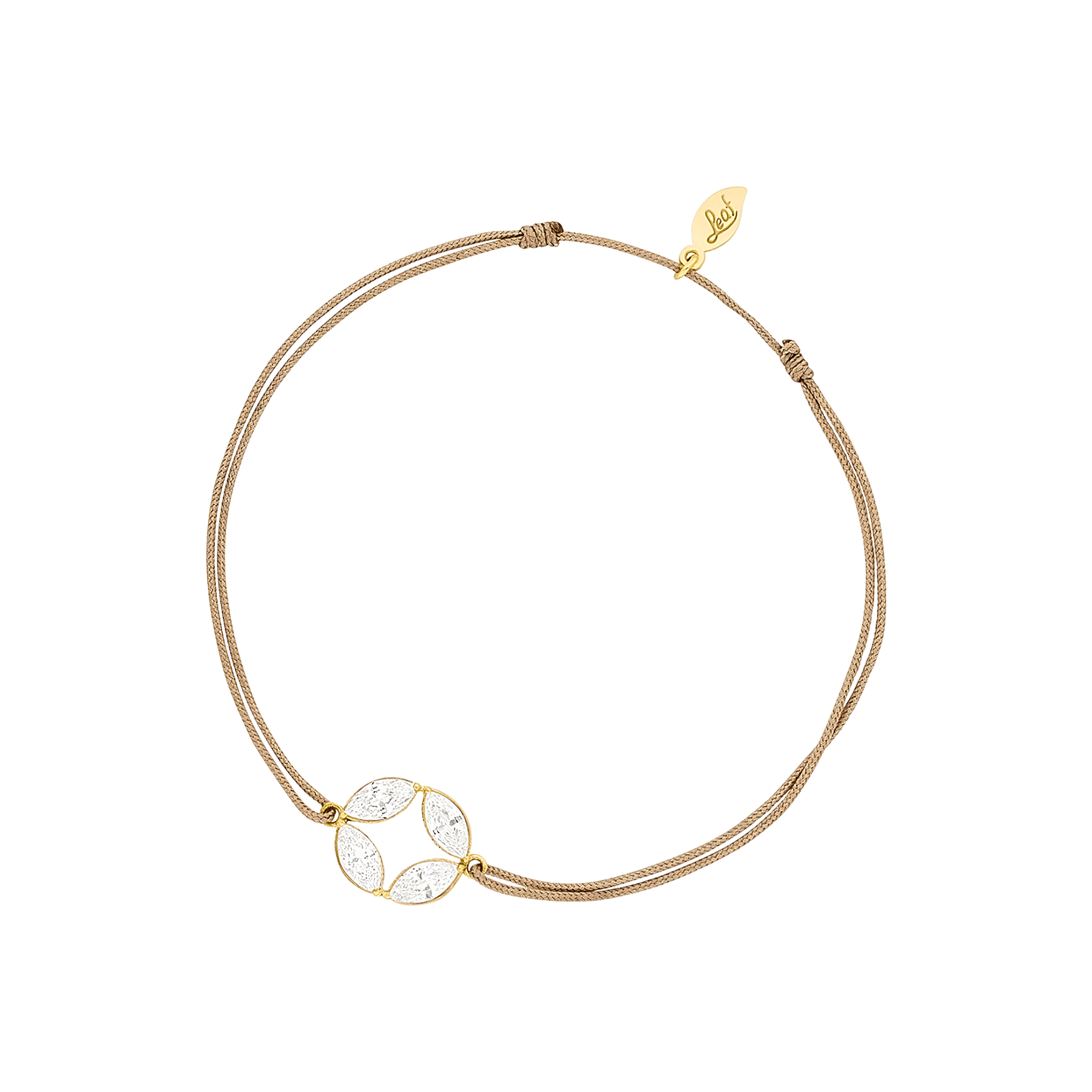 Leaf Armband Round Flower, beige, vergoldet