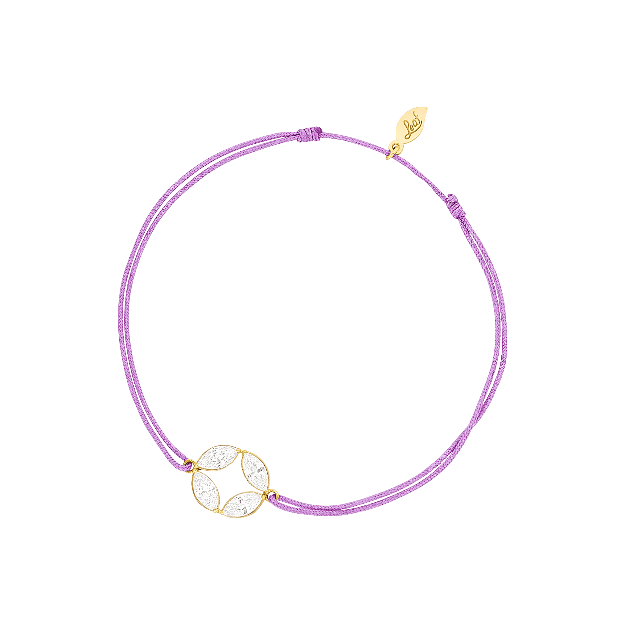 Leaf Armband Round Flower, violett, vergoldet