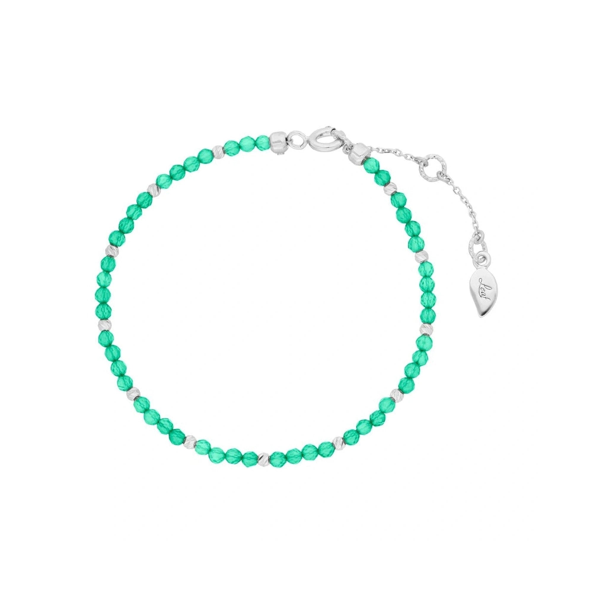 Leaf Armband Serenity, grüner Achat, Silber