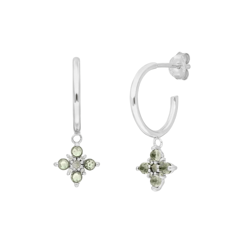 Leaf Creolen Bloom, Labradorit/Aventurin, Silber