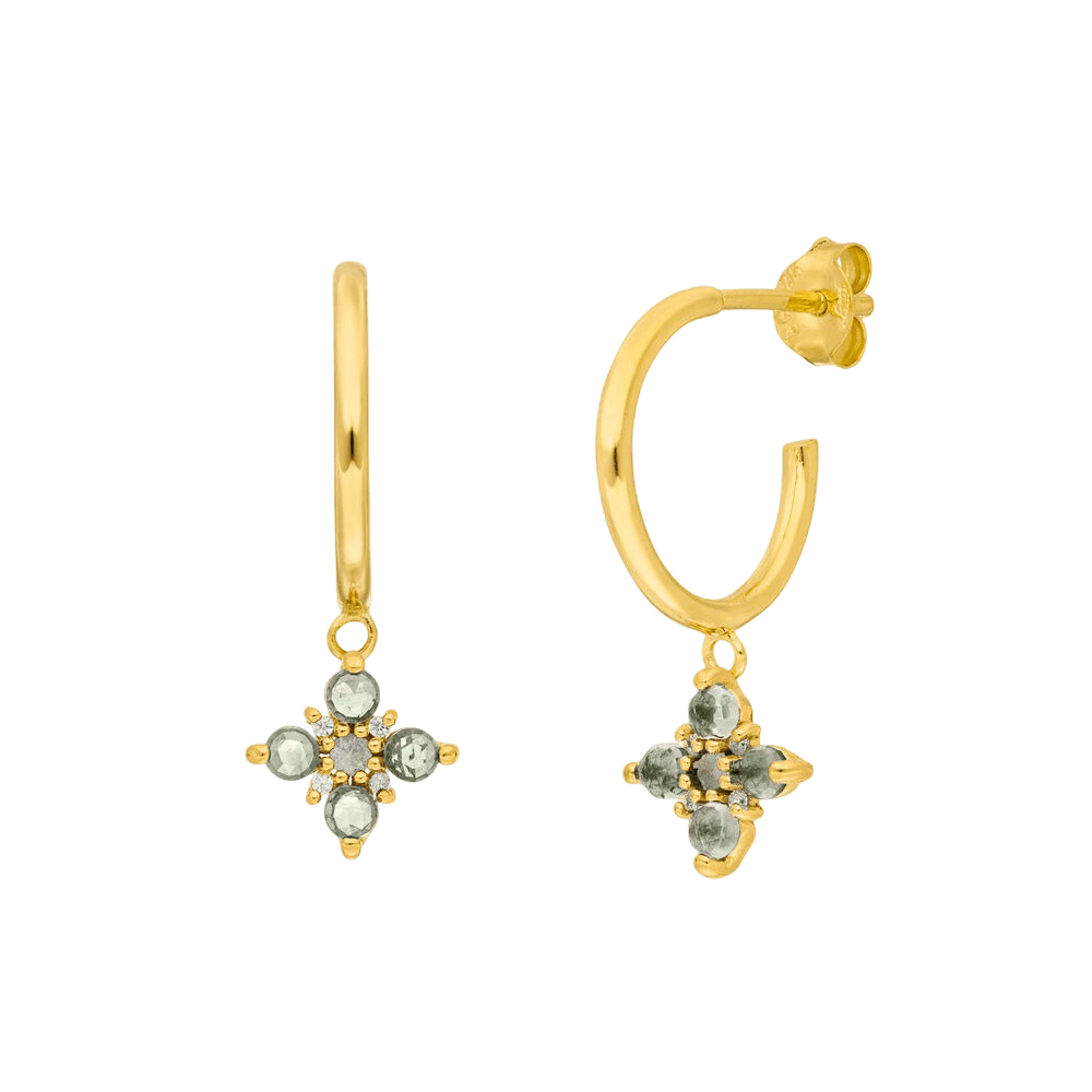 Leaf Creolen Bloom, Labradorit/Aventurin, vergoldet