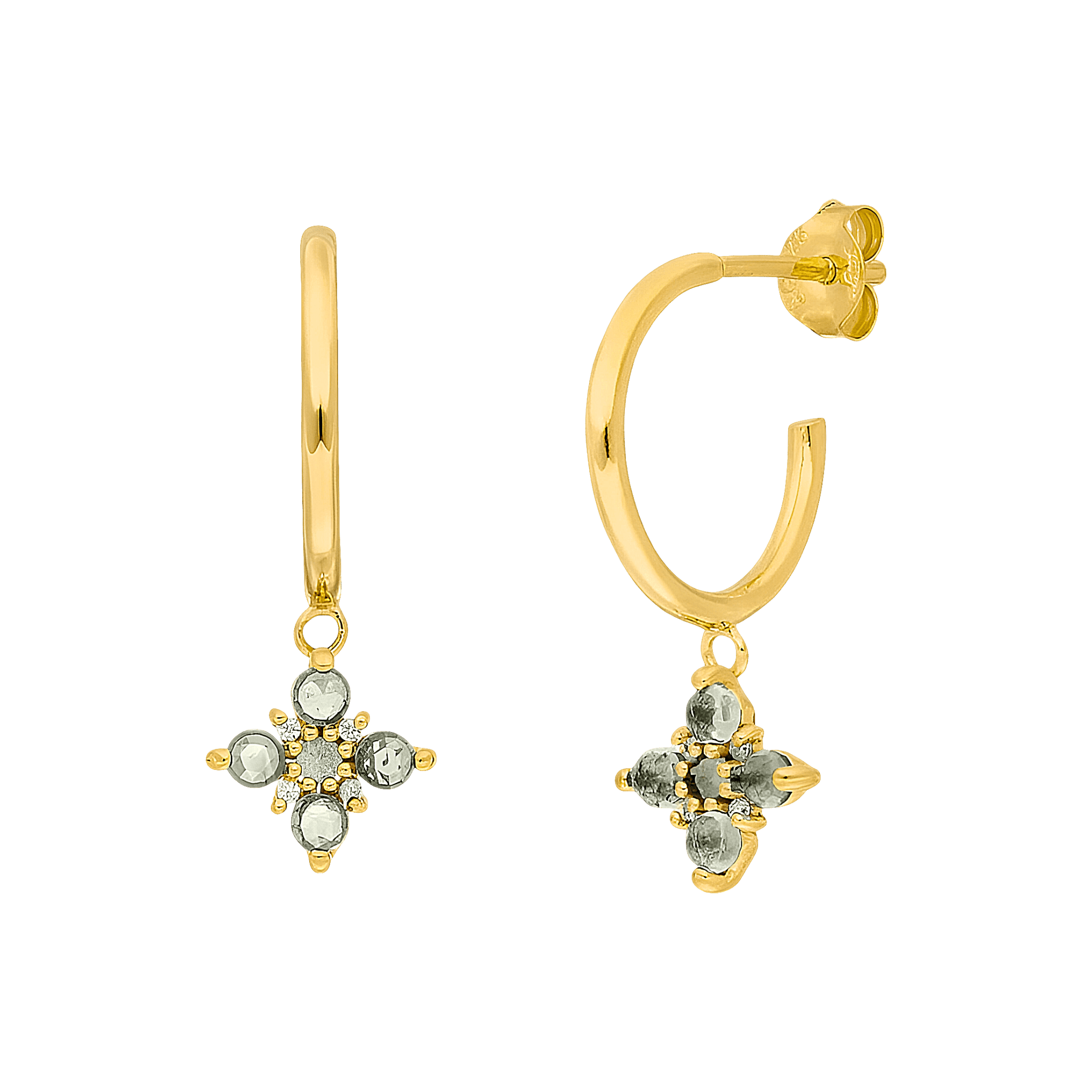 Leaf Creolen Bloom, Labradorit/Aventurin, vergoldet