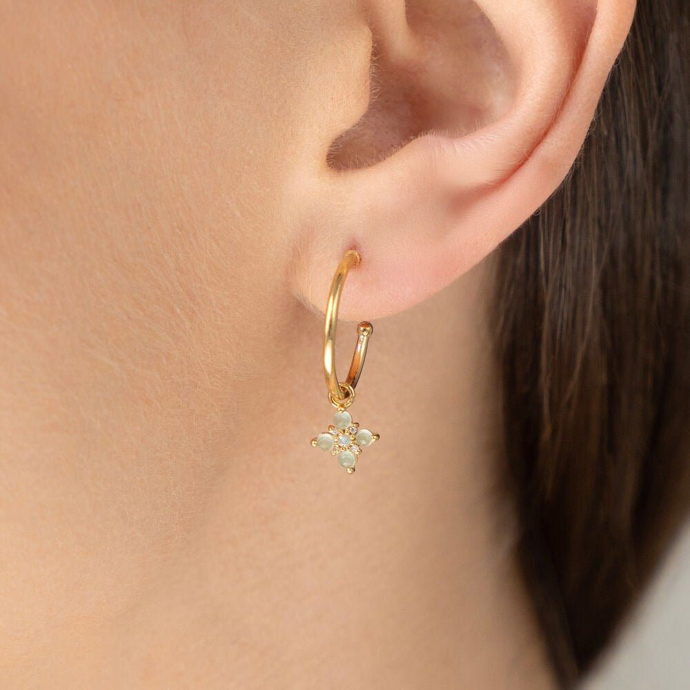 Leaf Creolen Bloom, Labradorit/Aventurin, vergoldet