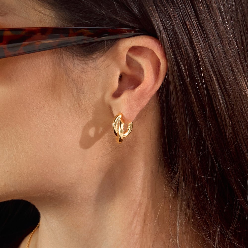 Leaf Creolen Double, vergoldet