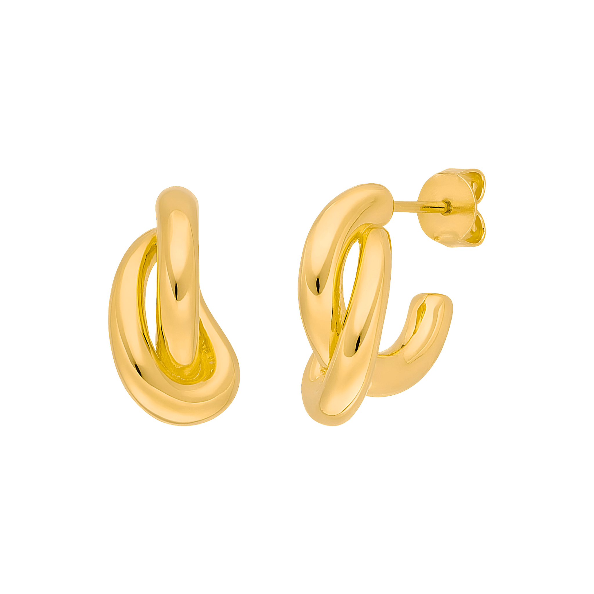 Leaf Creolen Double, vergoldet