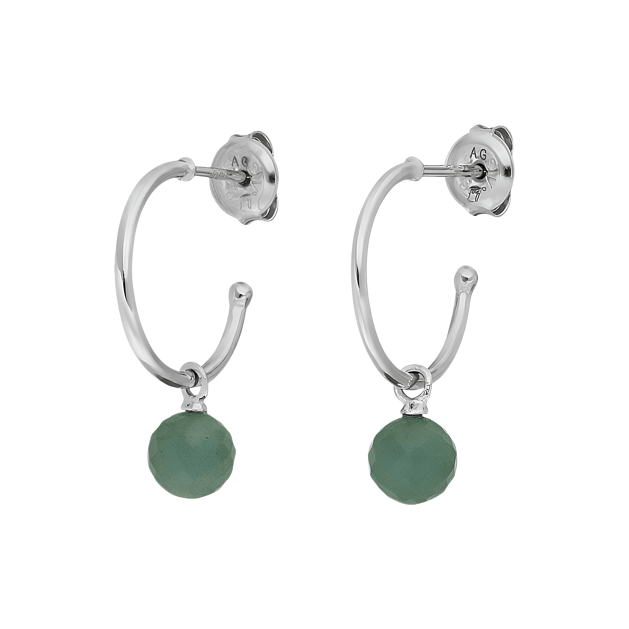 Leaf Creolen Flying Gem, Aventurin, Silber rhodiniert