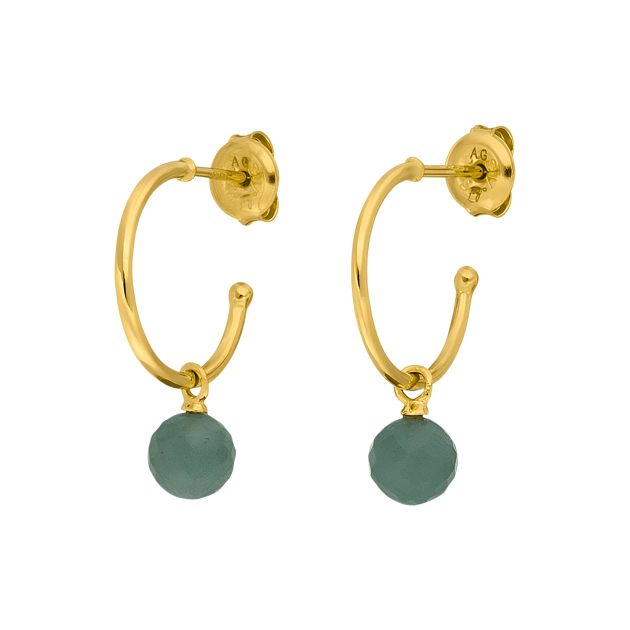 Leaf Creolen Flying Gem, Aventurin, vergoldet