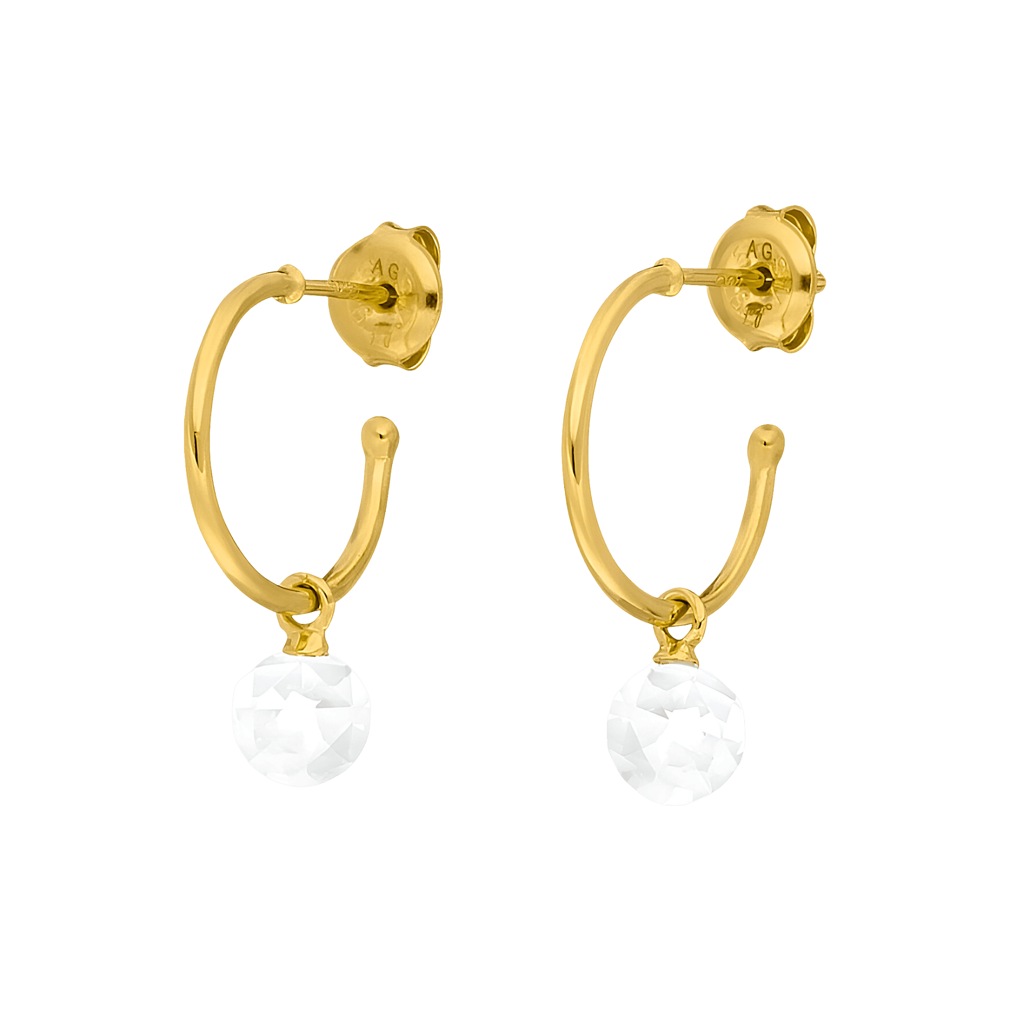 Leaf Creolen Flying Gem Creole, Bergkristall, vergoldet