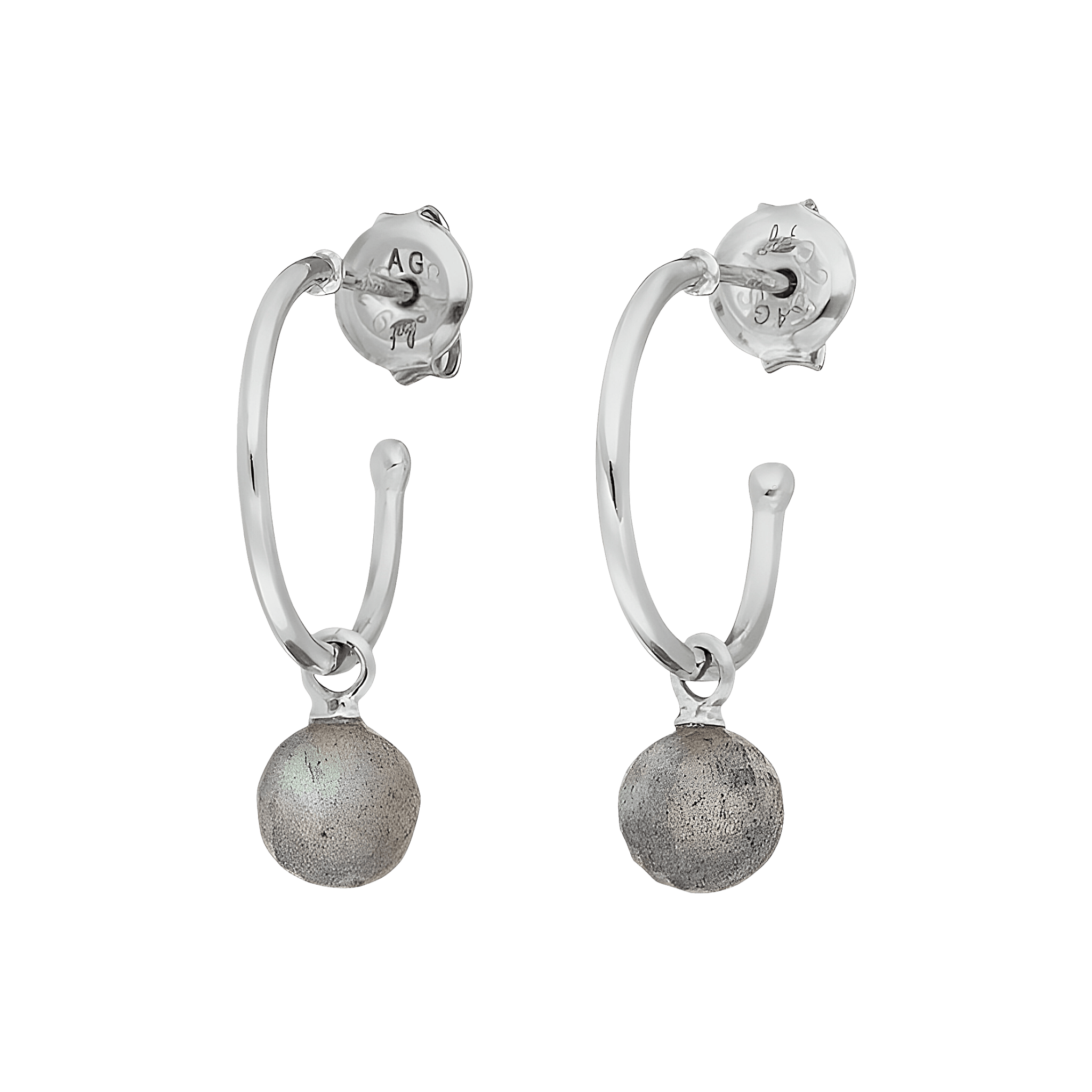 Leaf Creolen Flying Gem, Labradorit, Silber rhodiniert