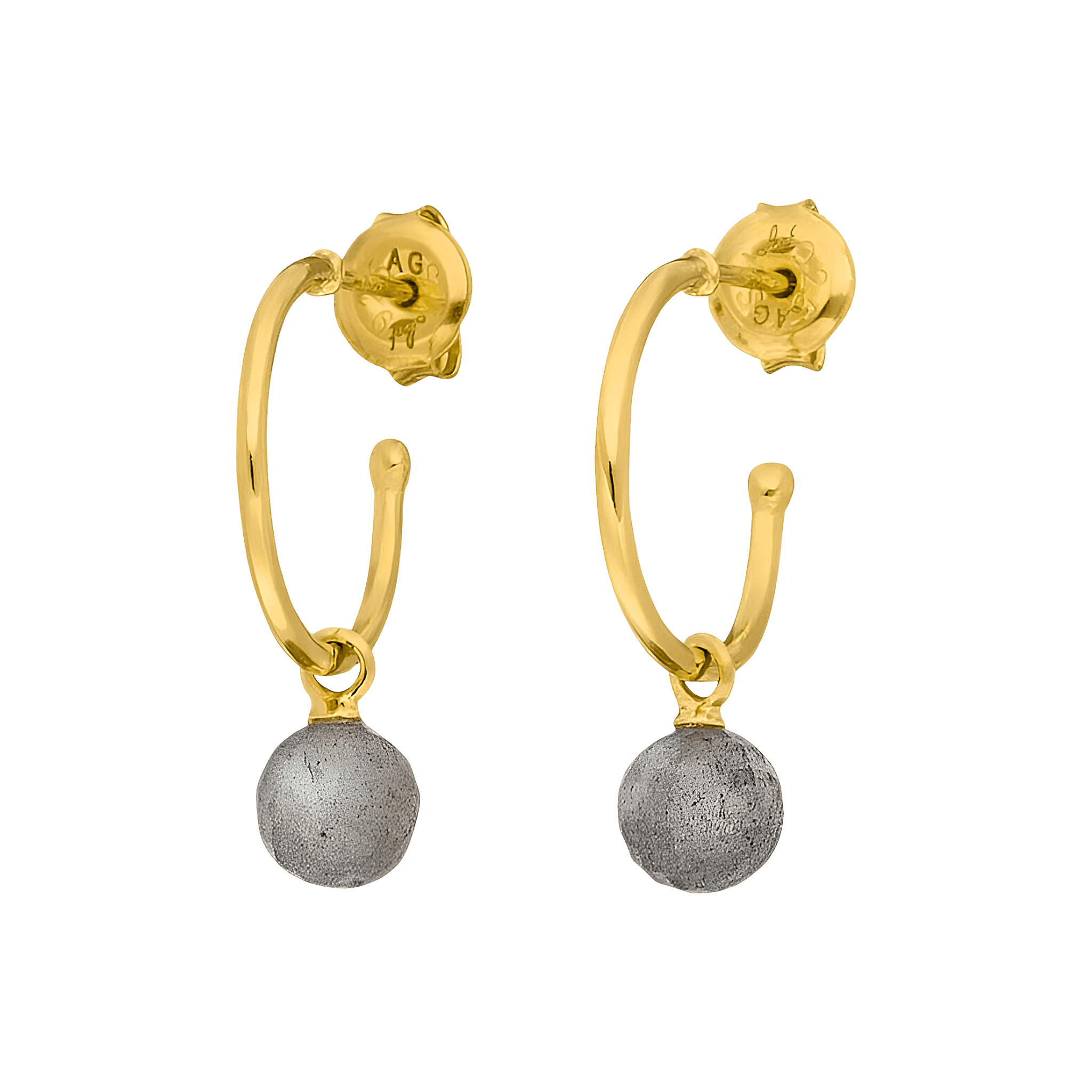 Leaf Creolen Flying Gem, Labradorit, vergoldet